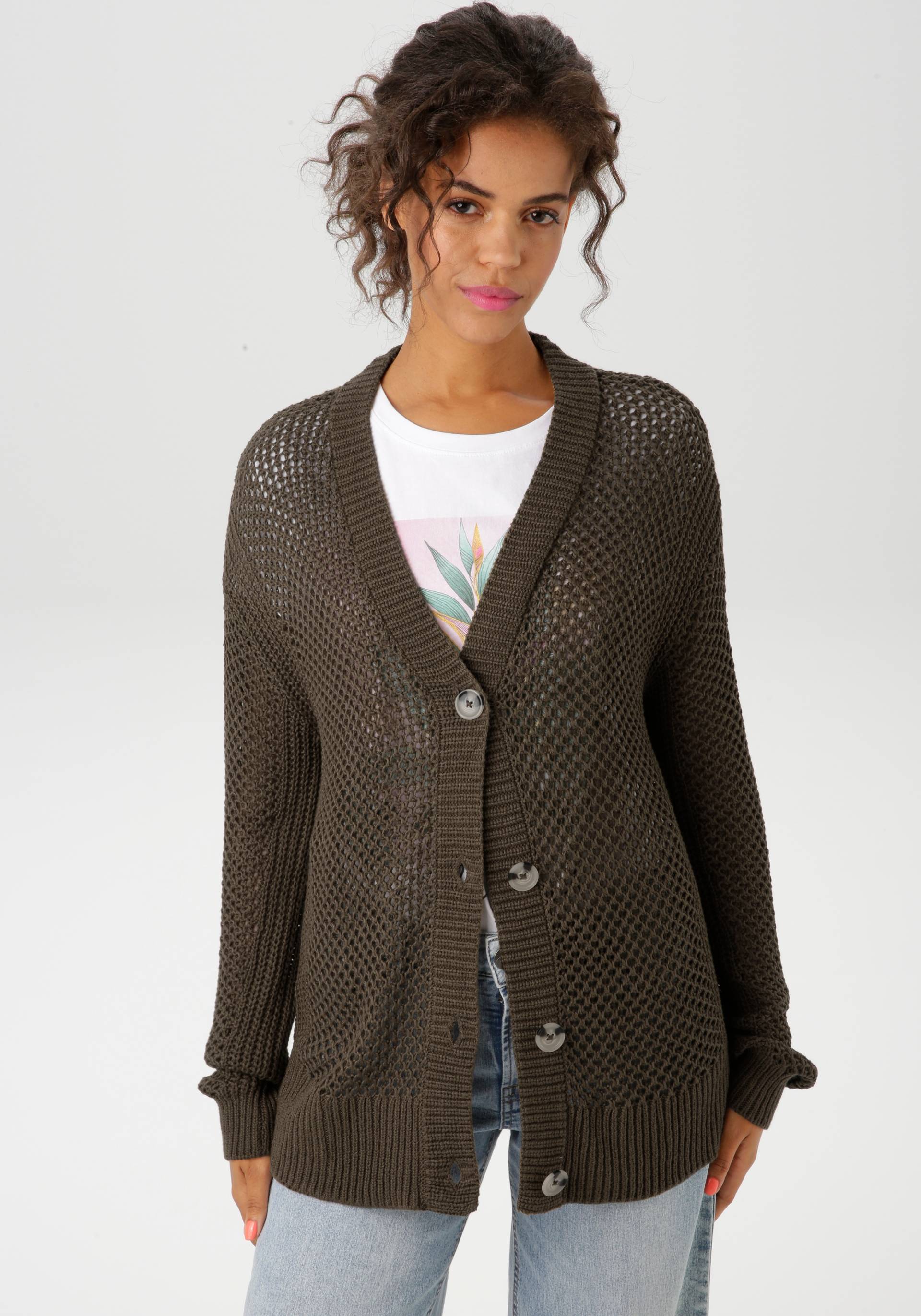 Aniston CASUAL Strickjacke, mit trendigem Lochstrick-Muster - NEUE KOLLEKTION von Aniston CASUAL