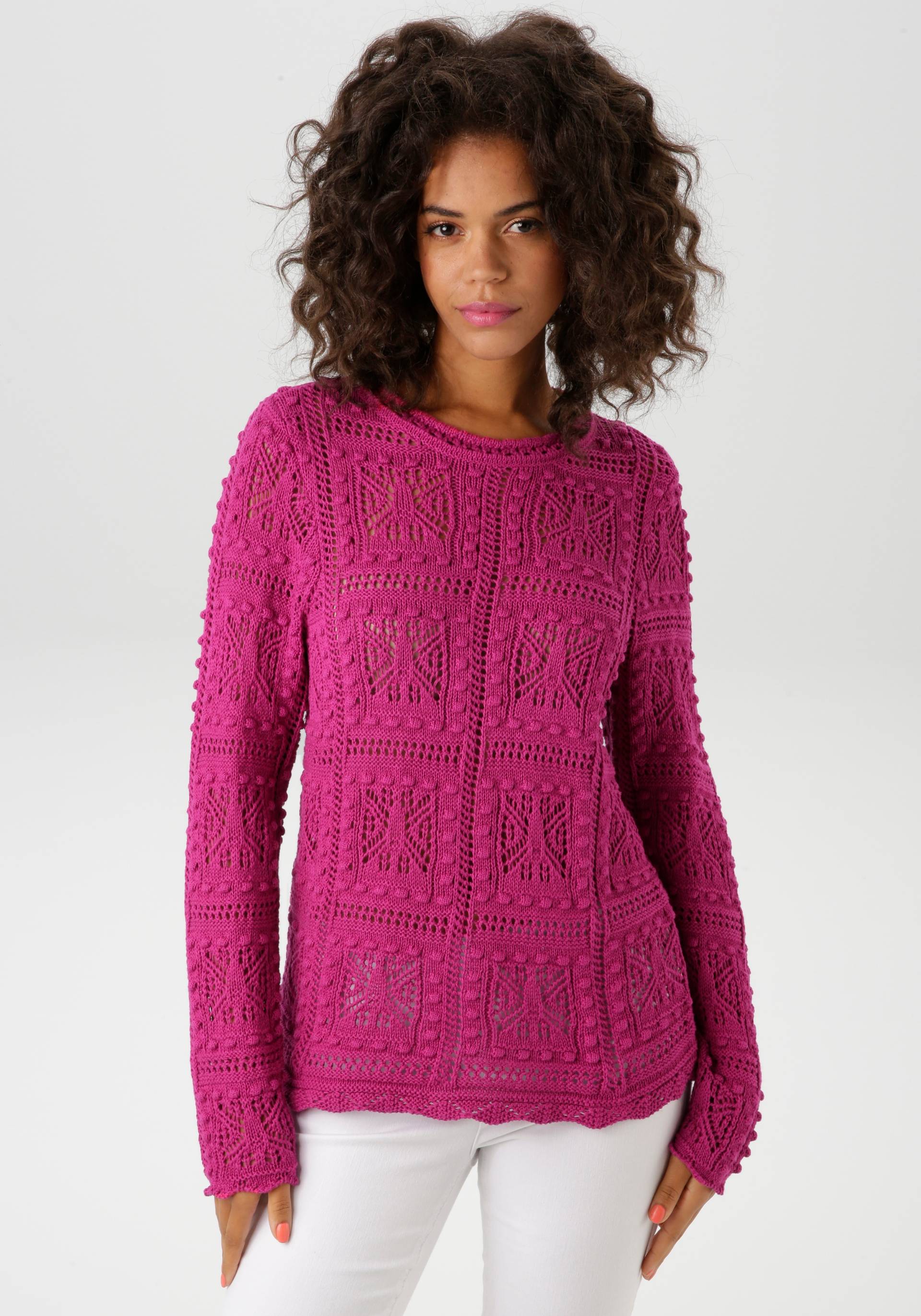 Aniston CASUAL Strickpullover, im attraktiven Ajour-Muster-Mix - NEUE KOLLEKTION von Aniston CASUAL