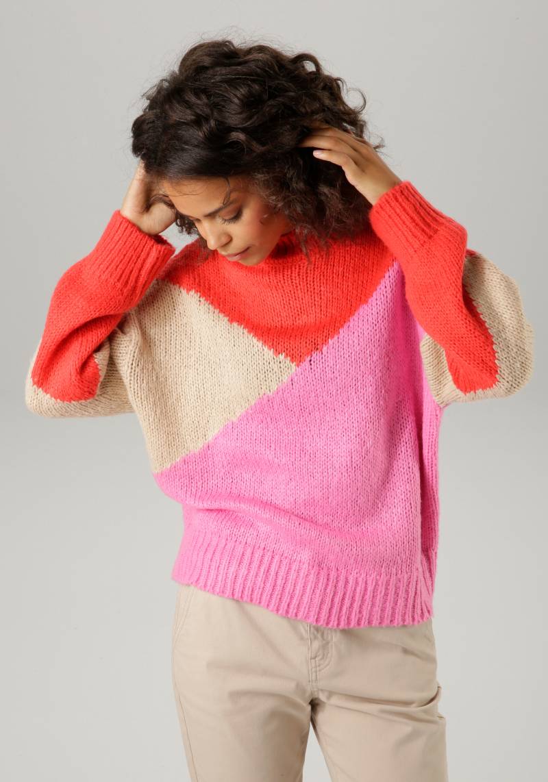 Aniston CASUAL Strickpullover, im farbenfrohen Colorblocking von Aniston CASUAL