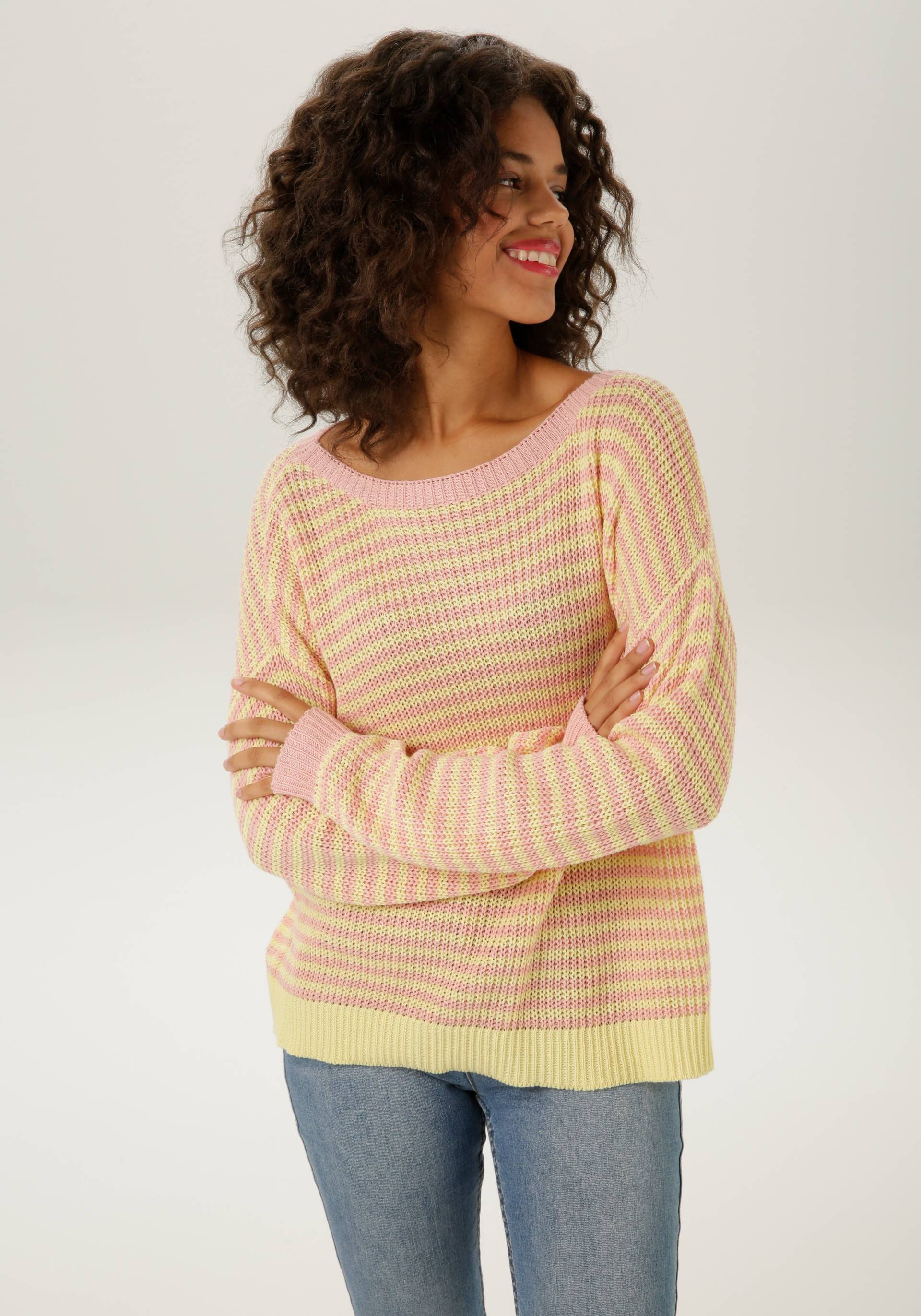 Aniston CASUAL Strickpullover, im pastellfarbenem Streifen-Dessin von Aniston CASUAL