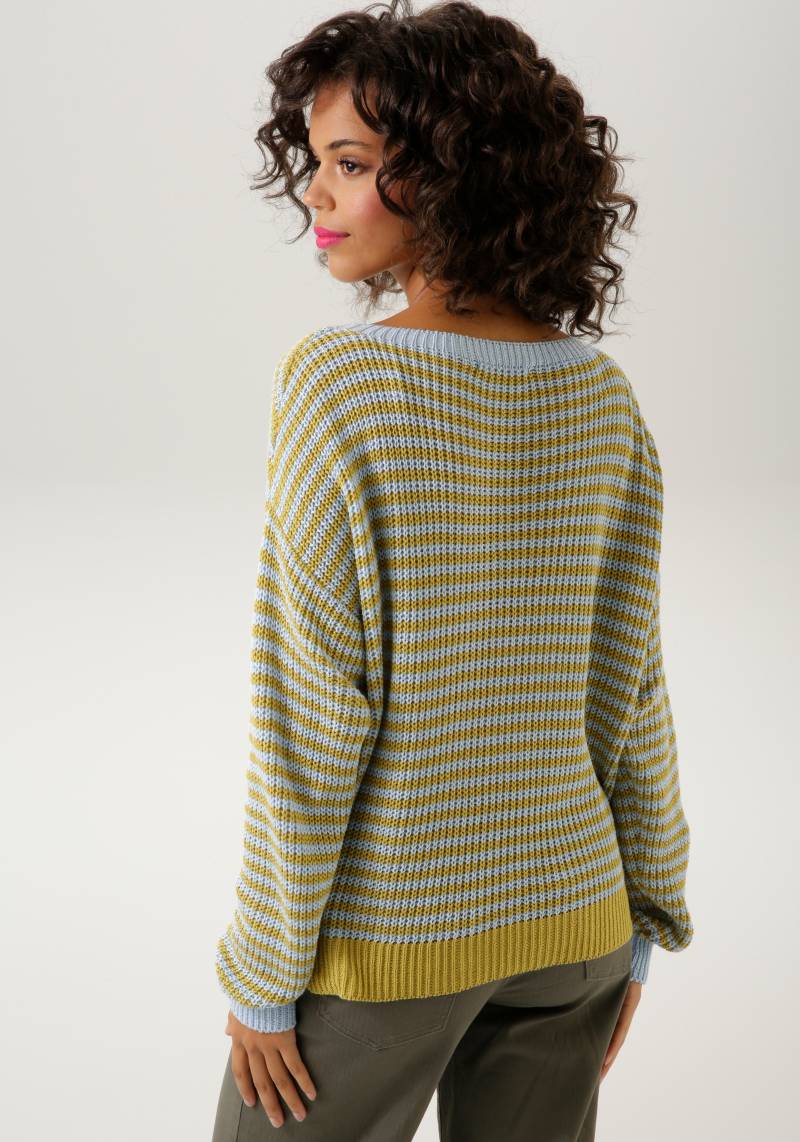 Aniston CASUAL Strickpullover, im pastellfarbenem Streifen-Dessin von Aniston CASUAL