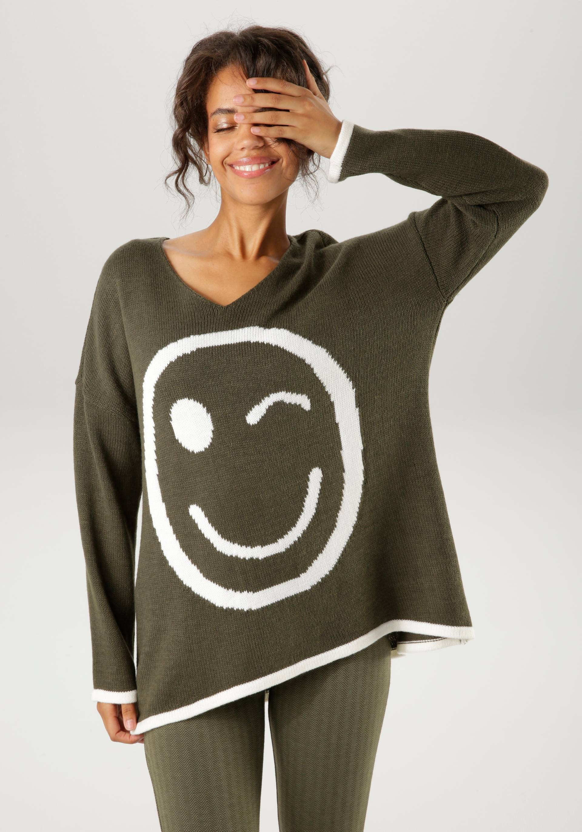 Aniston CASUAL Strickpullover, mit eingestricktem Smiley - NEUE KOLLEKTION von Aniston CASUAL