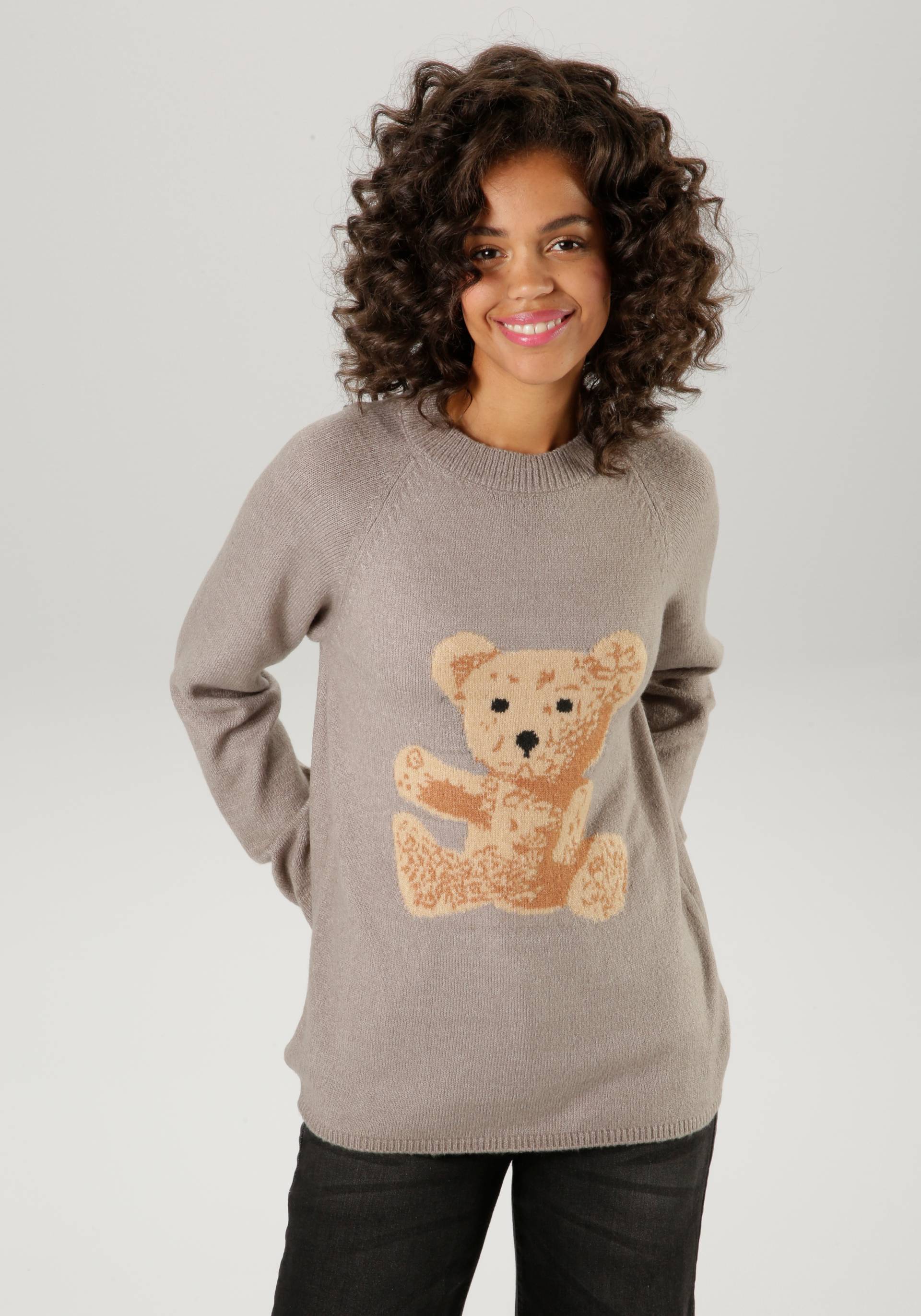 Aniston CASUAL Strickpullover, mit eingestricktem Teddy-Bär - NEUE KOLLEKION von Aniston CASUAL