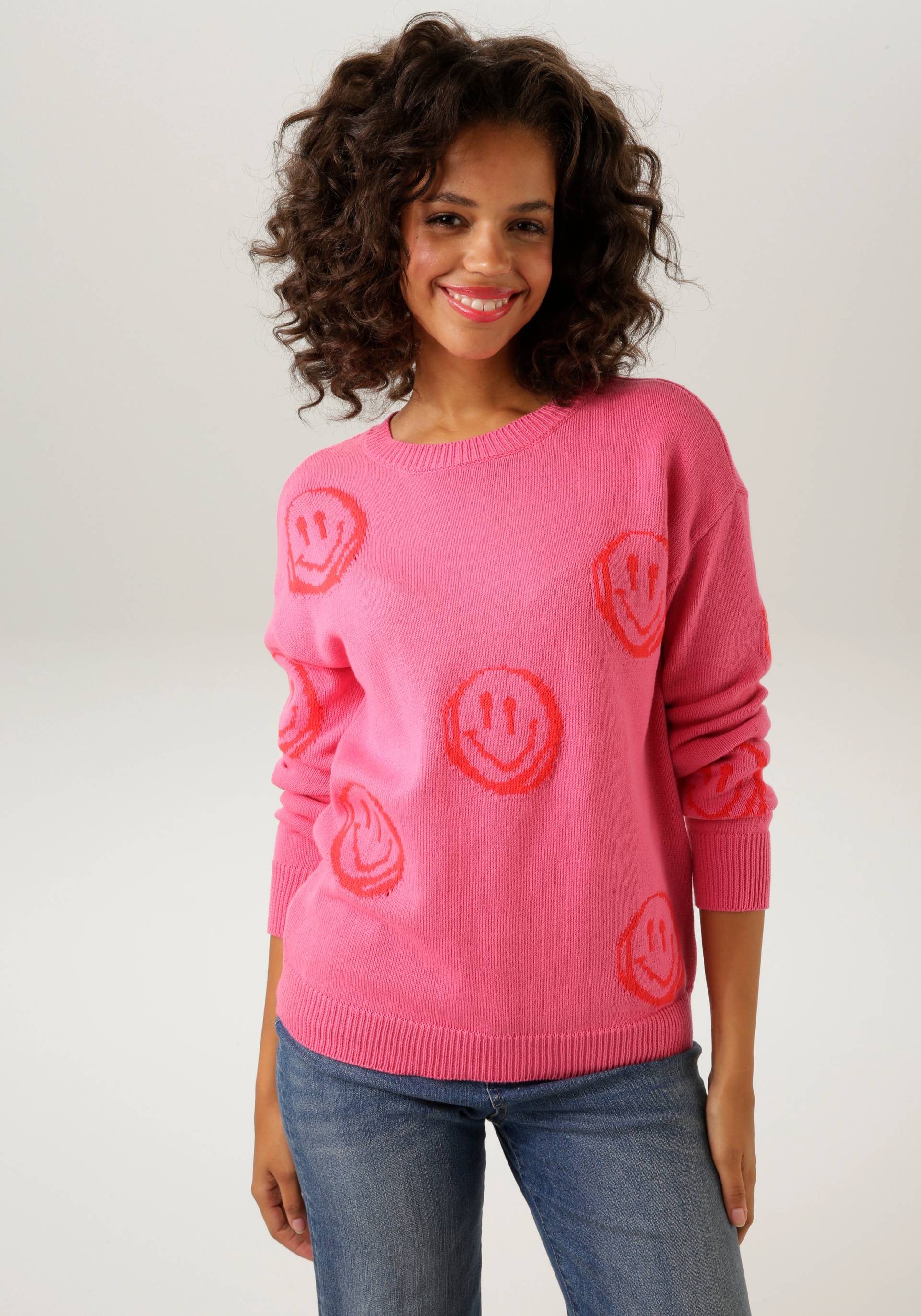 Aniston CASUAL Strickpullover, mit eingestrickten Smileys von Aniston CASUAL