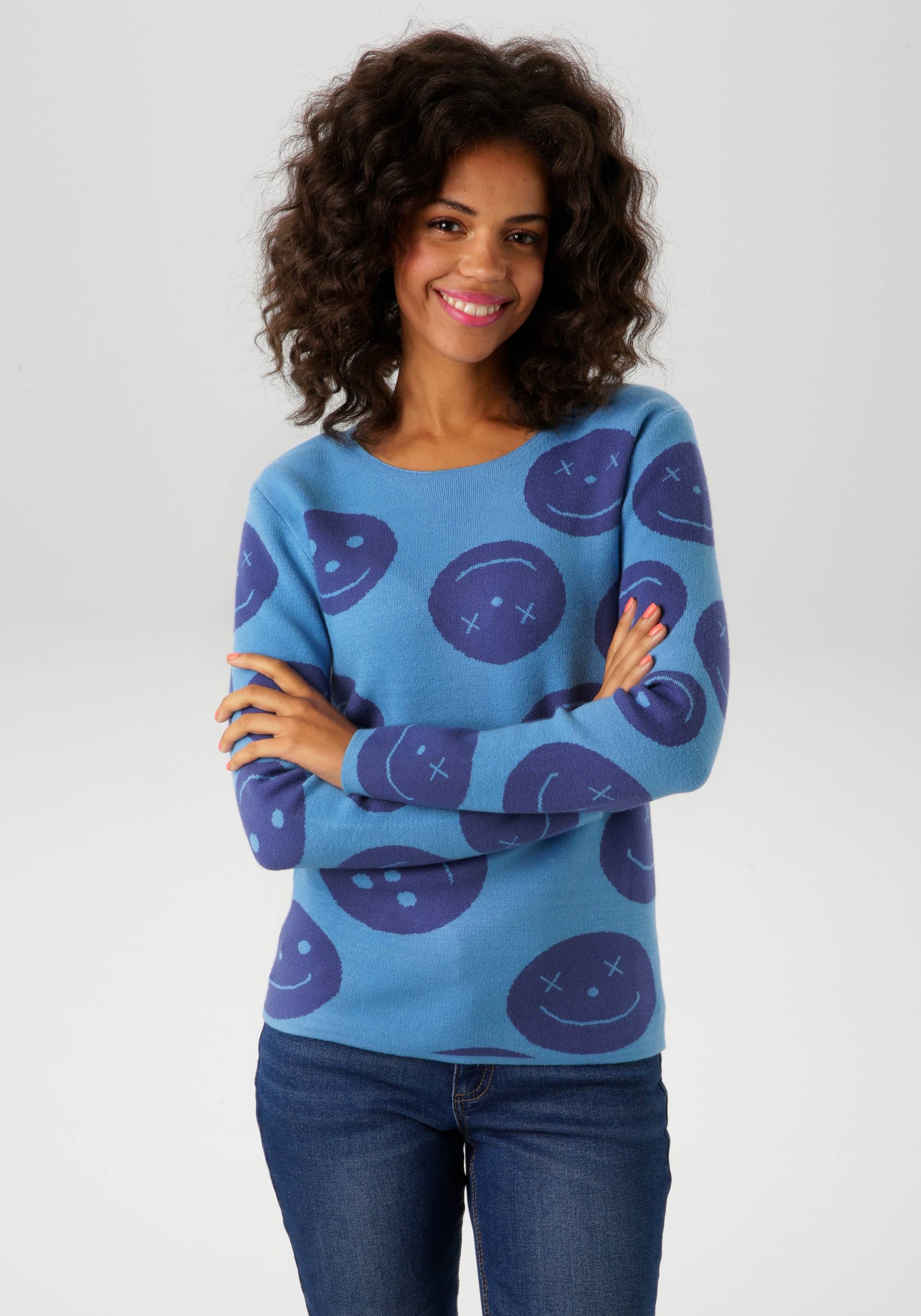 Aniston CASUAL Strickpullover, mit eingestrickten Smileys - NEUE KOLLEKTION von Aniston CASUAL