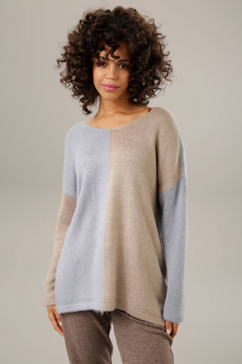 Aniston CASUAL Strickpullover, mit pastellfarbenem Farbteiler von Aniston CASUAL