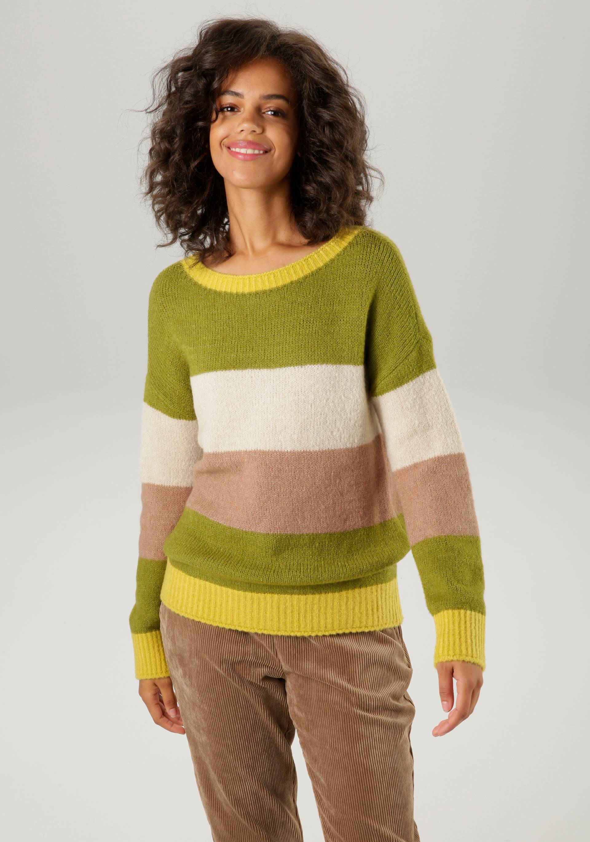 Aniston CASUAL Strickpullover, mit trendfarbenen, breiten Ringeln von Aniston CASUAL