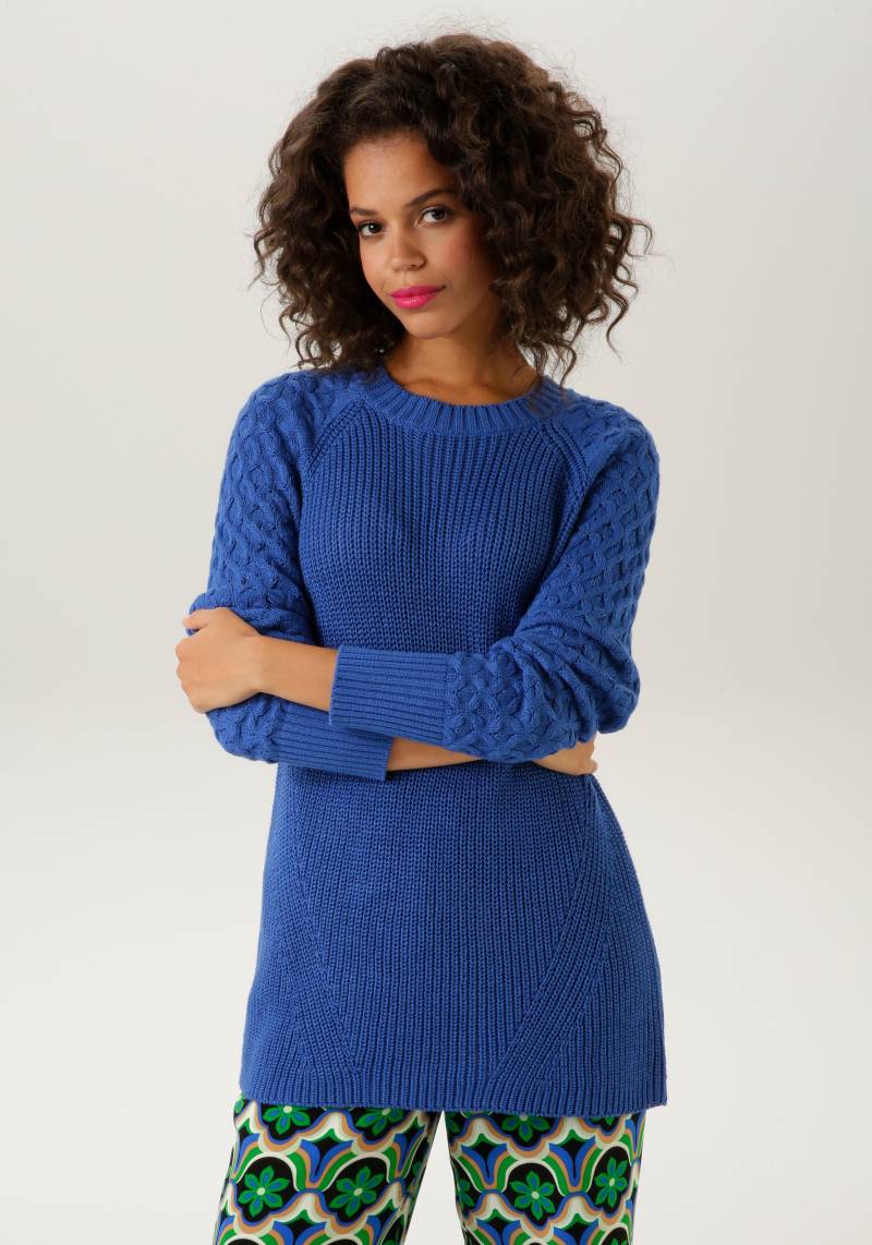 Aniston CASUAL Strickpullover, mit trendig gemusterten Raglanärmeln von Aniston CASUAL