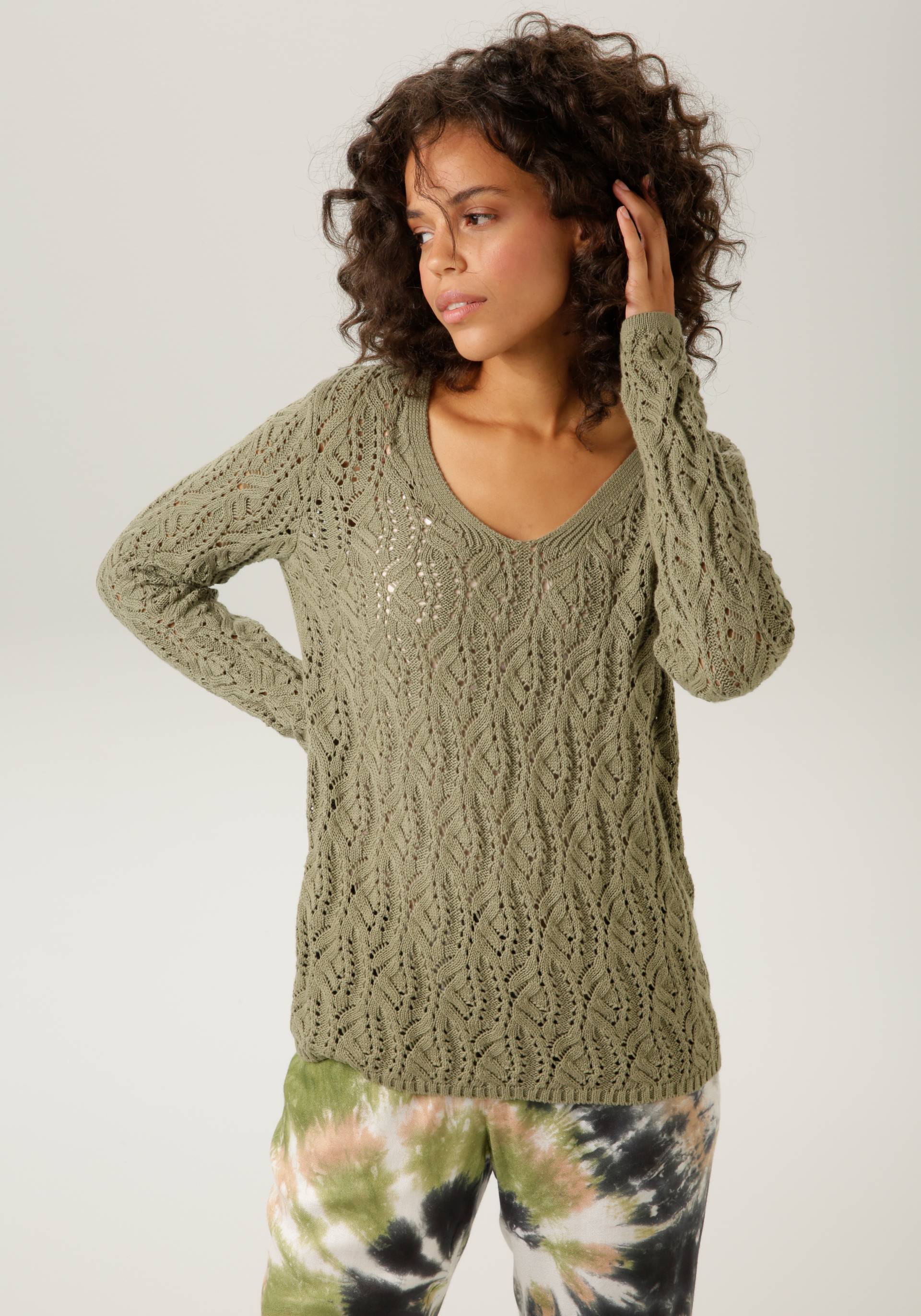 Aniston CASUAL Strickpullover, mit trendigem Ajour-Muster von Aniston CASUAL