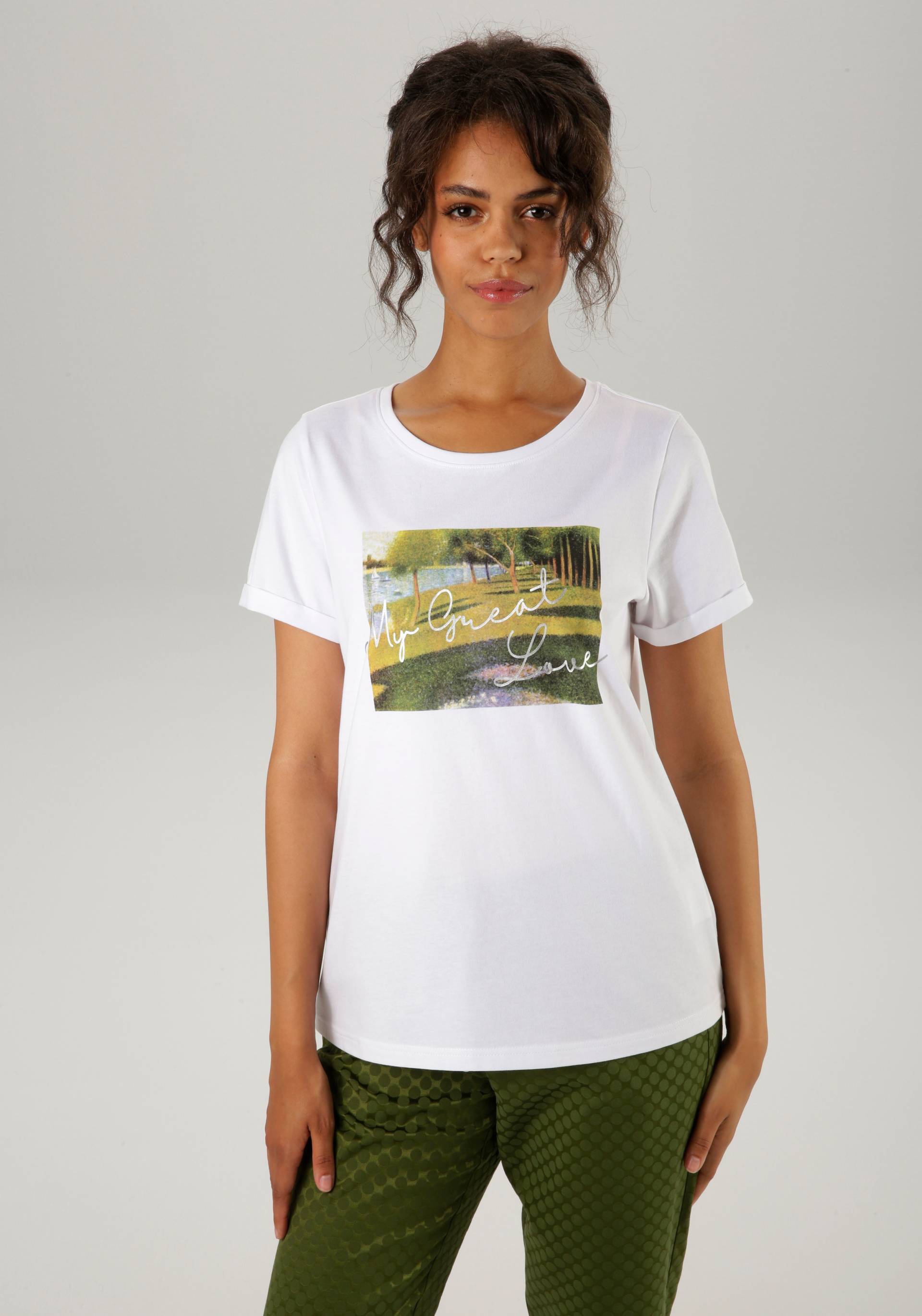 Aniston CASUAL T-Shirt, mit Frontdruck und silberfarbenem Schriftzug - NEUE KOLLEKTION von Aniston CASUAL