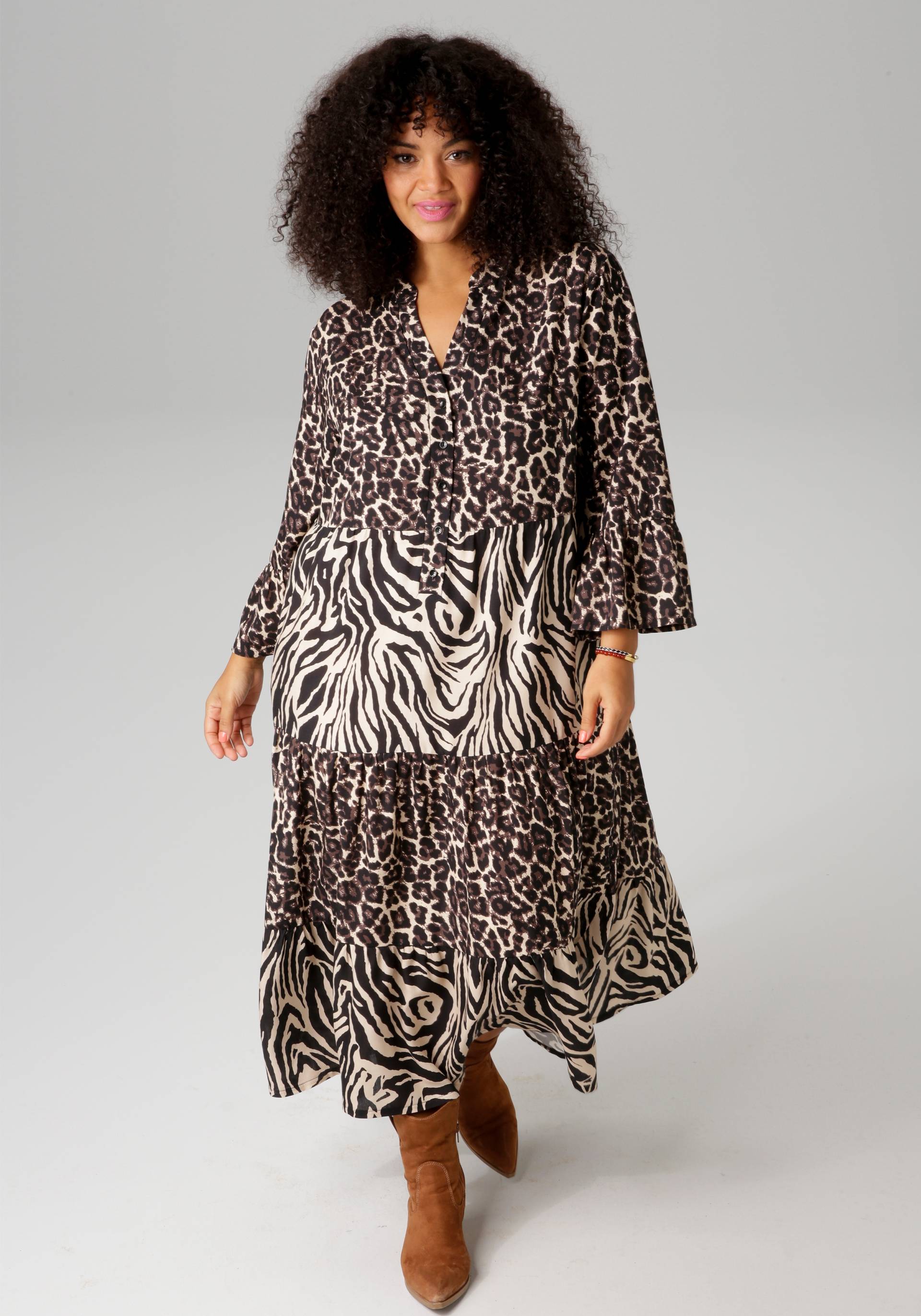 Aniston PLUS Midikleid, im extravaganten Animal-Zebra-Printmix-NEUE KOLLEKTION von Aniston PLUS