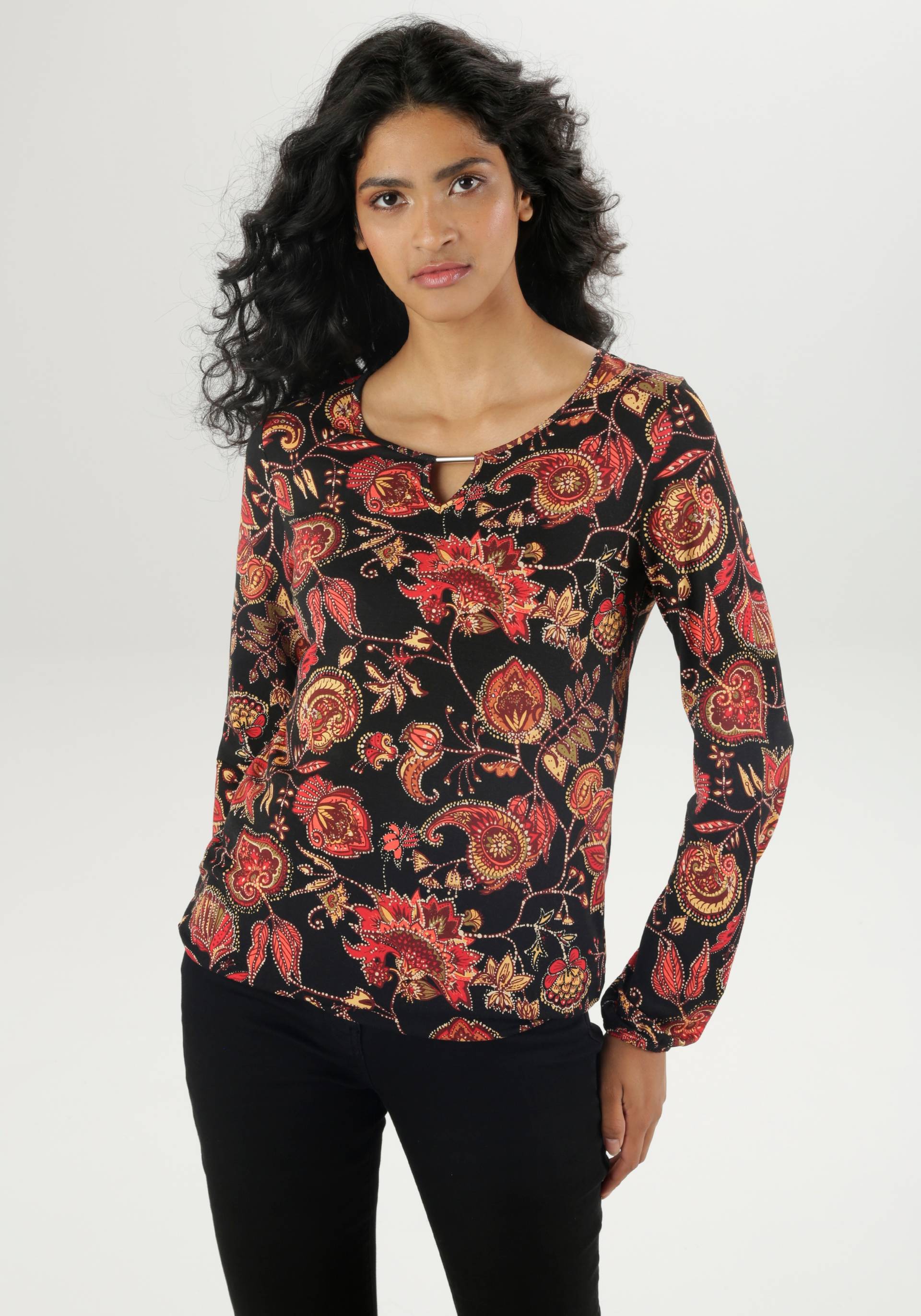 Aniston SELECTED Langarmshirt, mit Paisley-Print und Cut-Out - NEUE KOLLEKTION von Aniston SELECTED