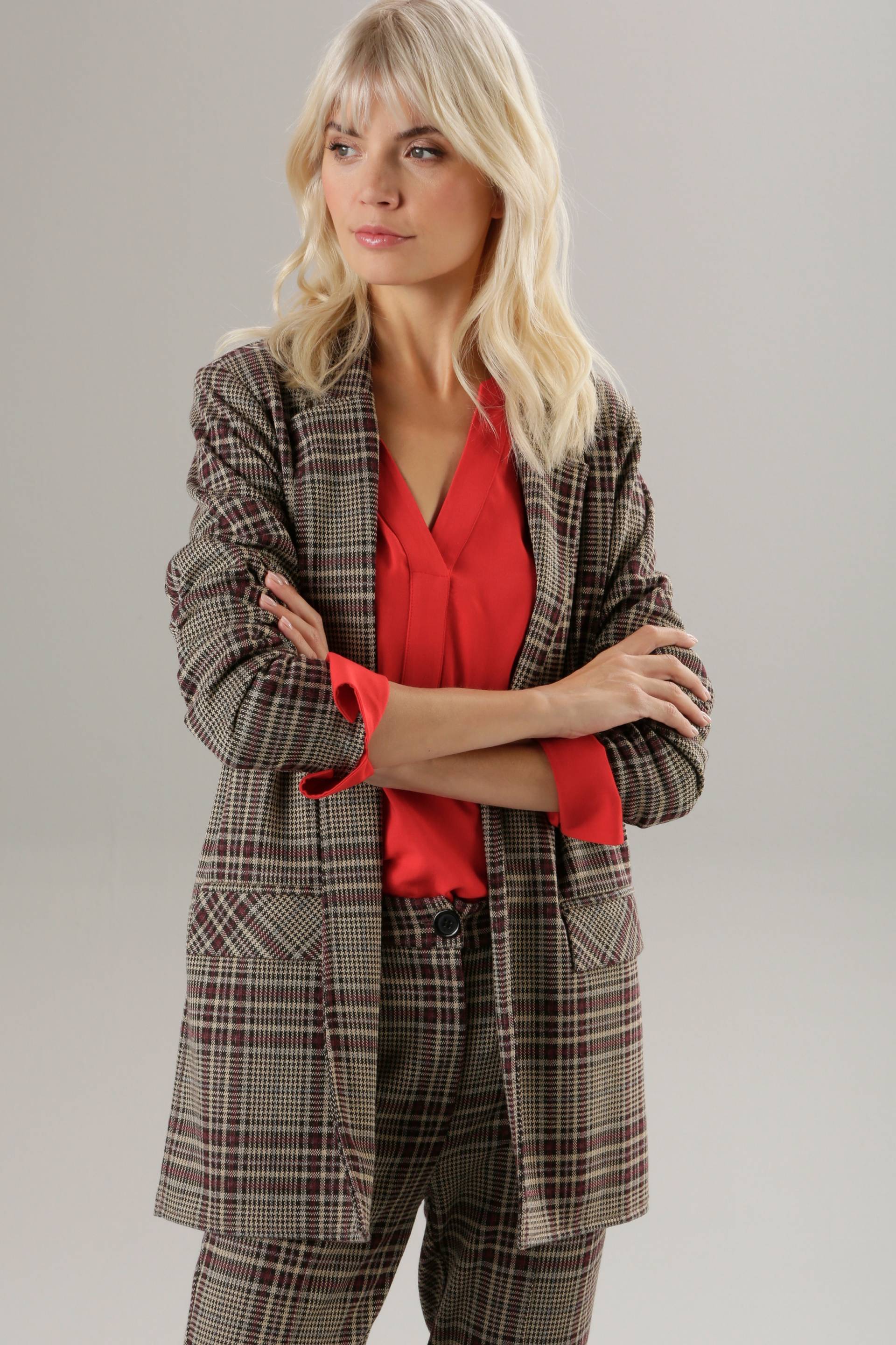 Aniston SELECTED Longblazer, mit Schulterpolstern und trendy Karo-Muster von Aniston SELECTED