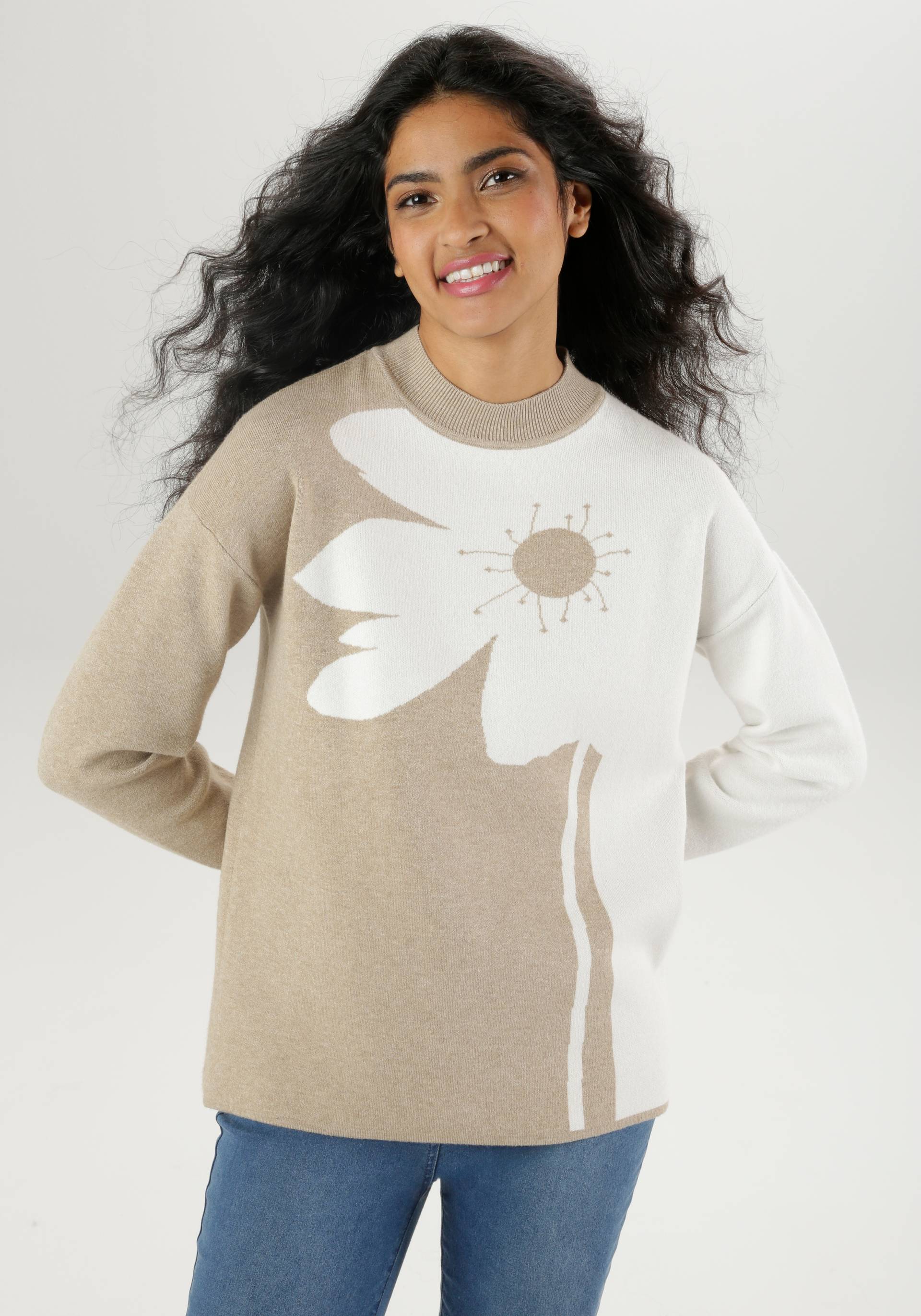 Aniston SELECTED Strickpullover, mit plakativem Blumendessin - NEUE KOLLEKTION von Aniston SELECTED