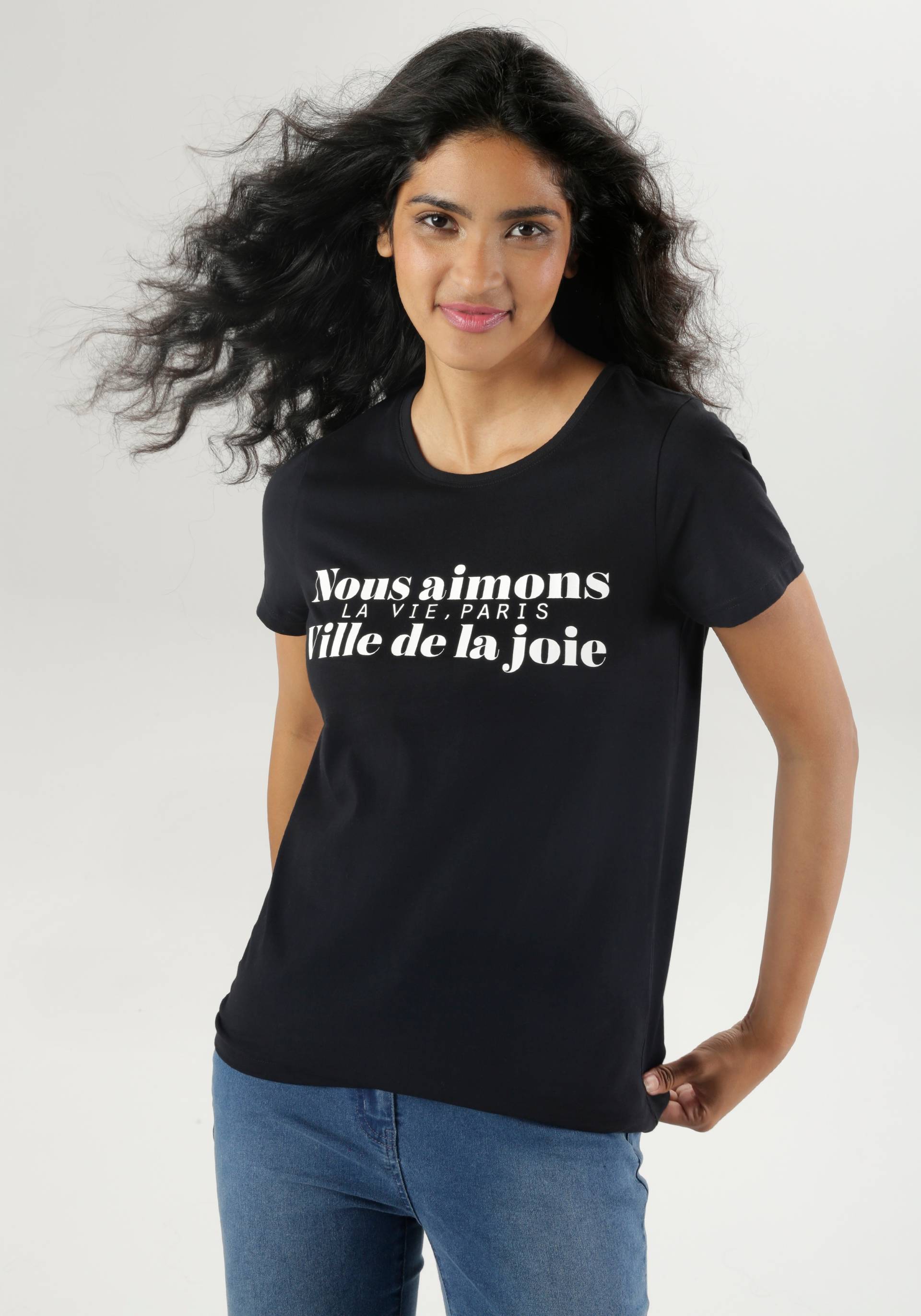 Aniston SELECTED T-Shirt, in zeitlosem Schwarz-Weiss Aniston SELECTED T-Shirt, in zeitlosem Schwarz-Weiss von Aniston SELECTED