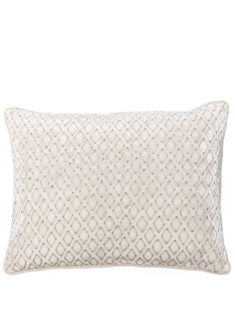 Anke Drechsel embroidered silk-velvet cushion - White von Anke Drechsel