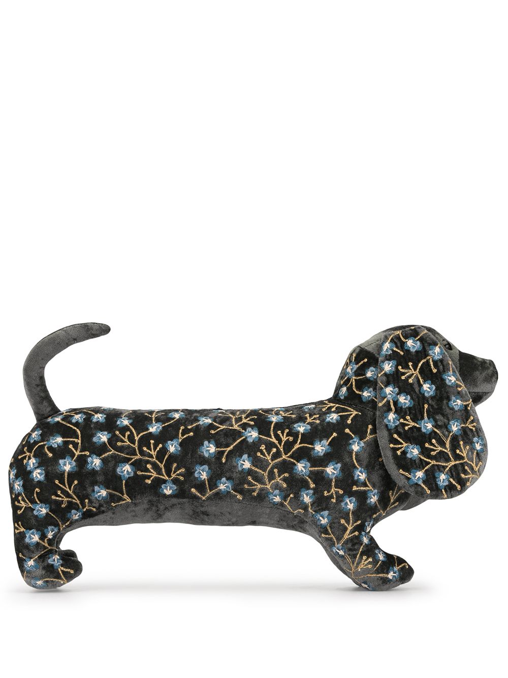 Anke Drechsel floral embroidered sausage dog - Grey von Anke Drechsel