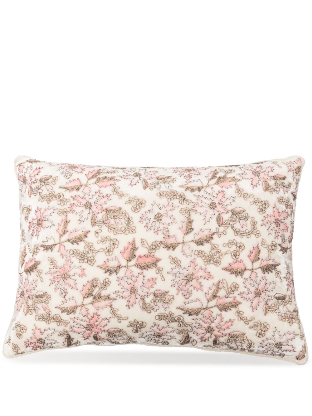 Anke Drechsel floral-embroidered silk-velvet cushion - White von Anke Drechsel