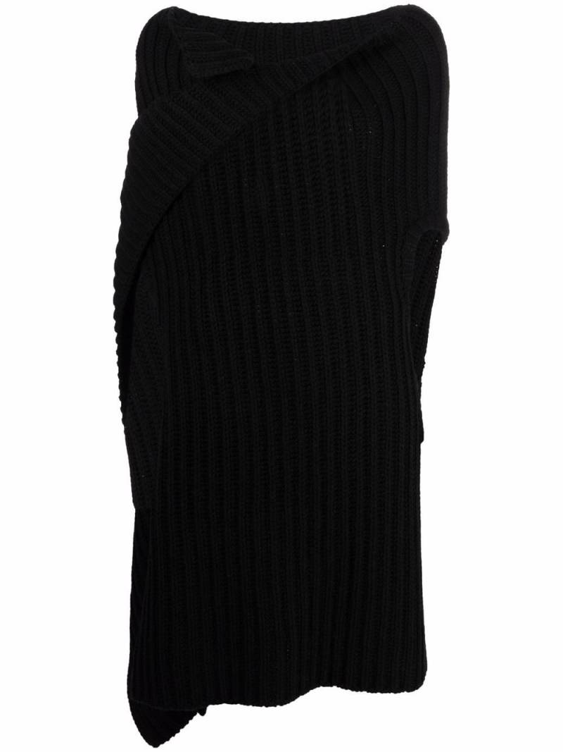 Ann Demeulemeester asymmetric ribbed-knit wool top - Black von Ann Demeulemeester