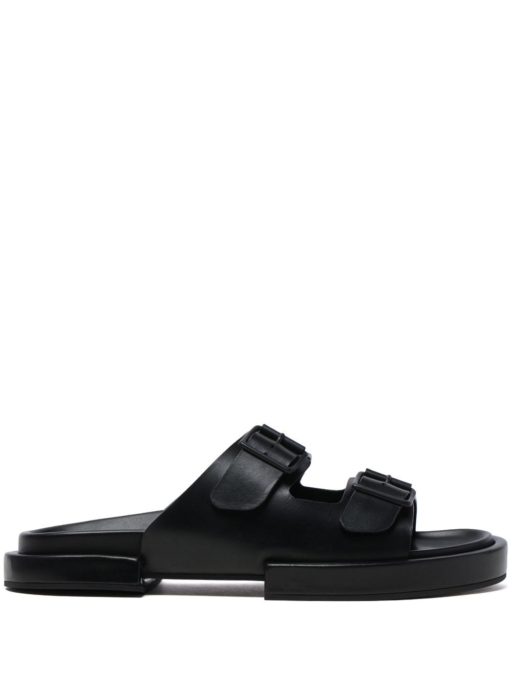 Ann Demeulemeester double-buckle leather slides - Black von Ann Demeulemeester