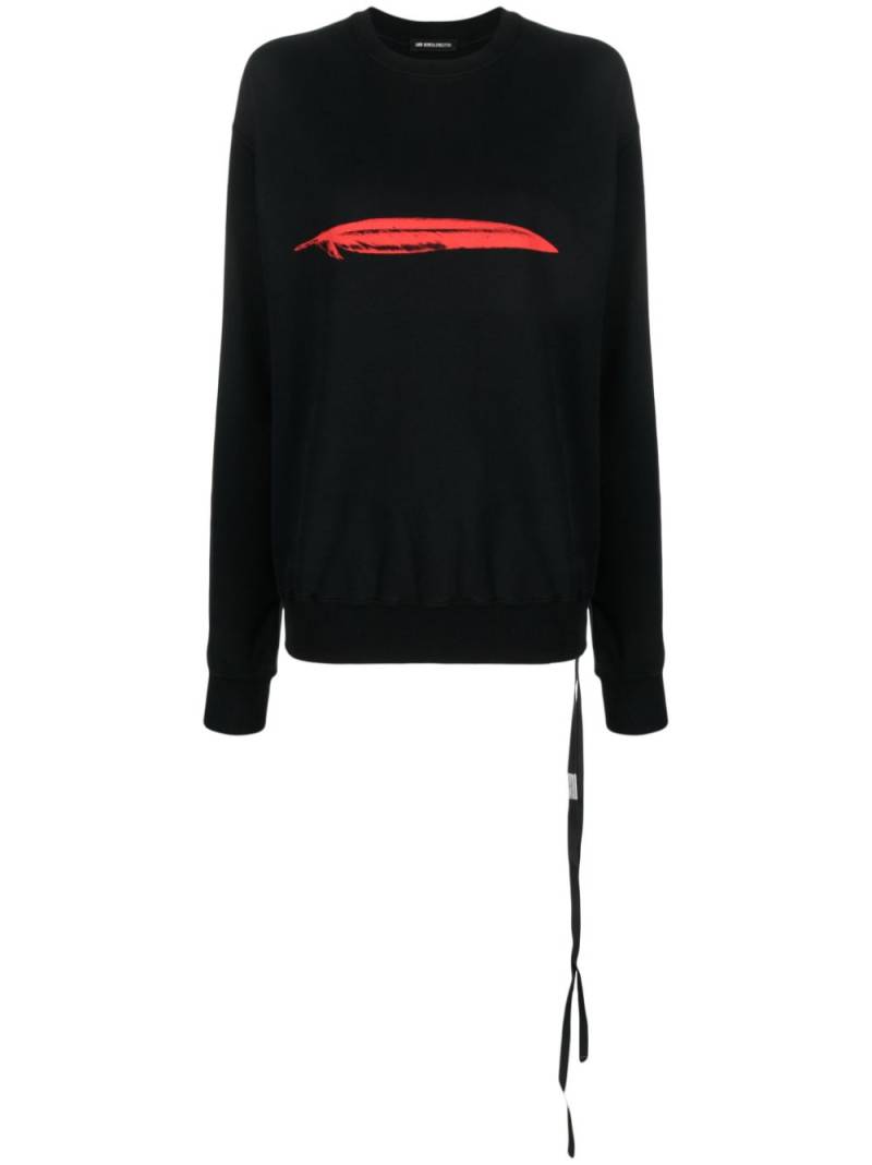 Ann Demeulemeester feather-print cotton sweatshirt - Black von Ann Demeulemeester