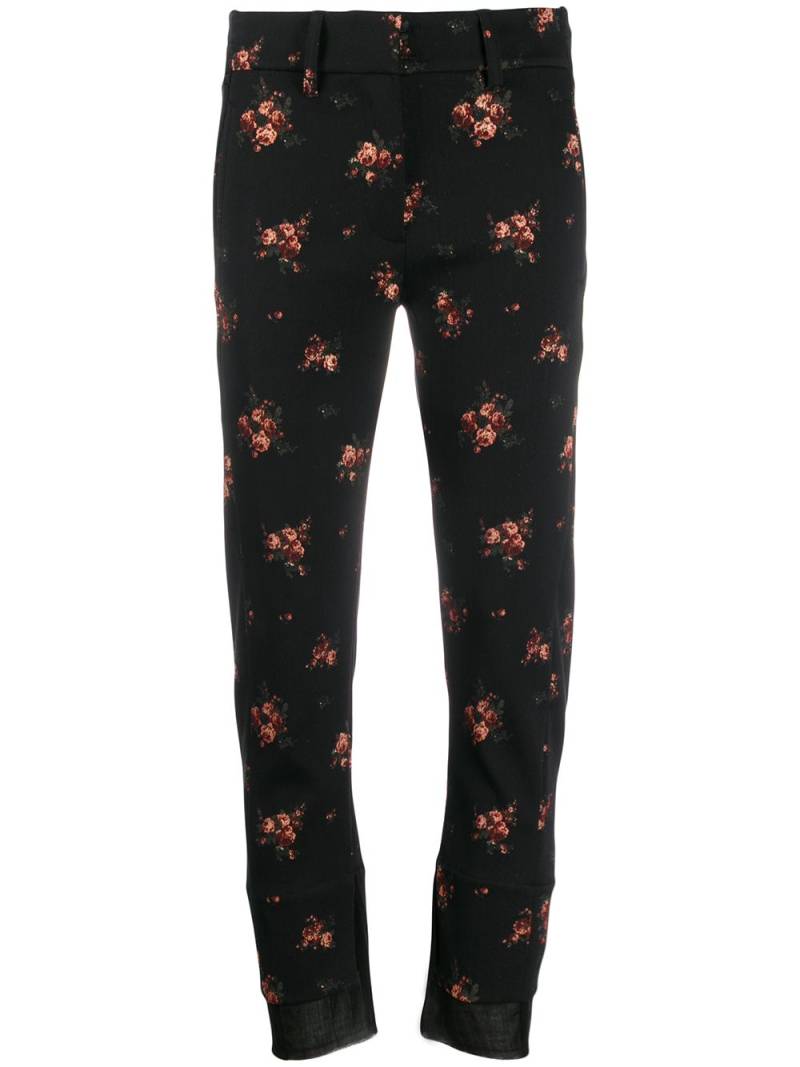 Ann Demeulemeester floral print cropped trousers - Black von Ann Demeulemeester