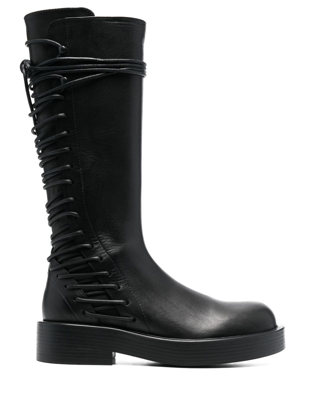 Ann Demeulemeester lace-up leather knee-high boots - Black von Ann Demeulemeester