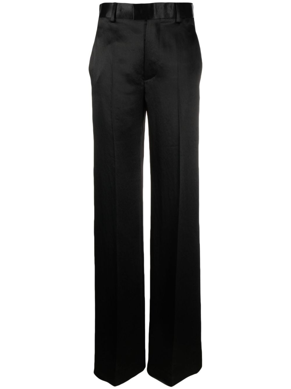 Ann Demeulemeester pressed-crease satined trousers - Black von Ann Demeulemeester