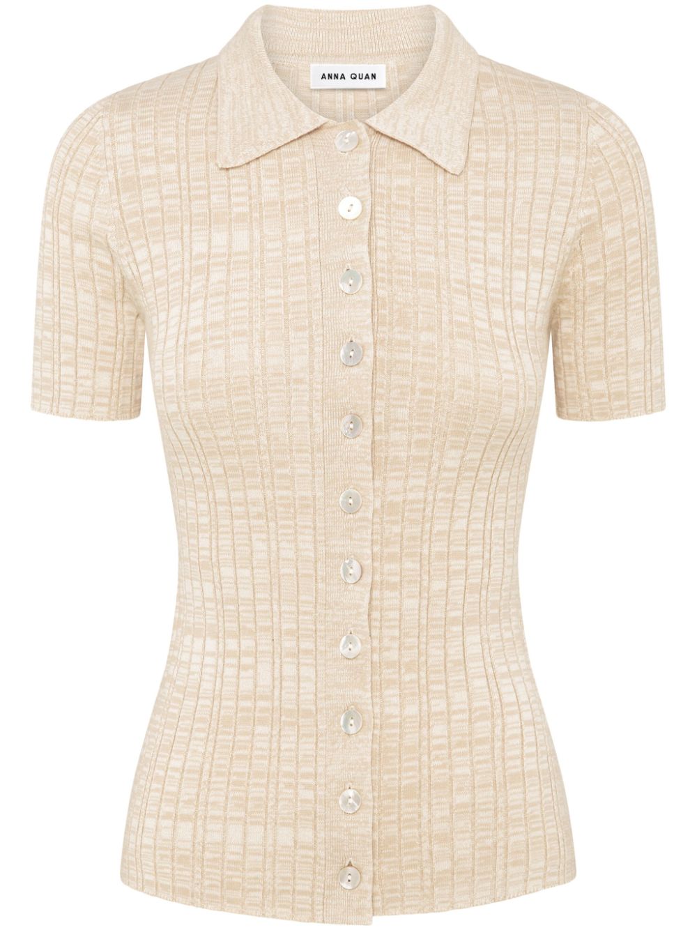 Anna Quan Avi ribbed-knit polo shirt - Neutrals von Anna Quan