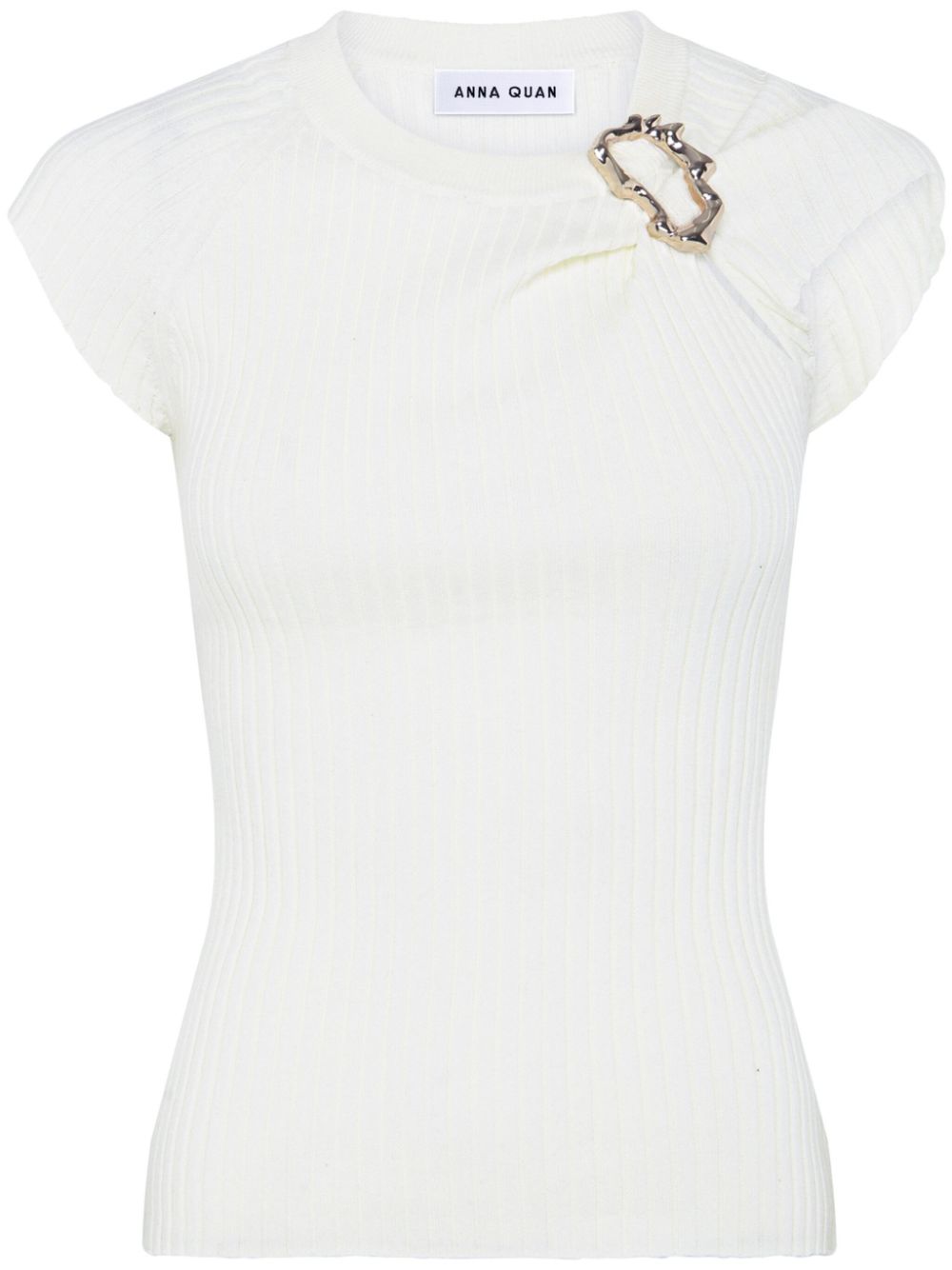 Anna Quan gathered hardware knitted top - White von Anna Quan