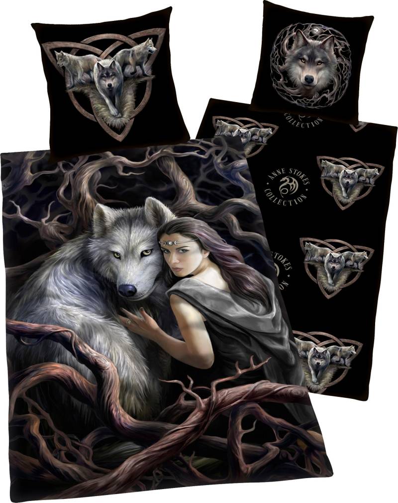 Anne Stokes Kinderbettwäsche »Anne Stokes«, mit Wolf und Frau von Anne Stokes