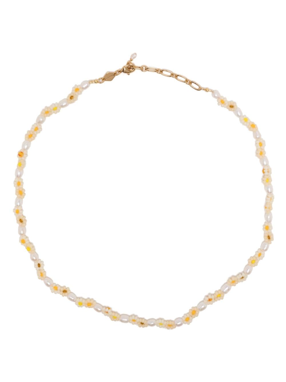 Anni Lu flower-motif beaded necklace - White von Anni Lu