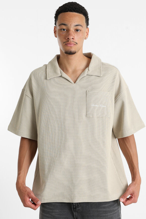 Another Cotton Oversize Poloshirt mit Waffelstruktur | Beige | Herren  | S von Another Cotton