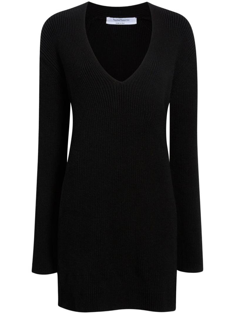 Another Tomorrow V-neck ribbed-knit jumper - Black von Another Tomorrow