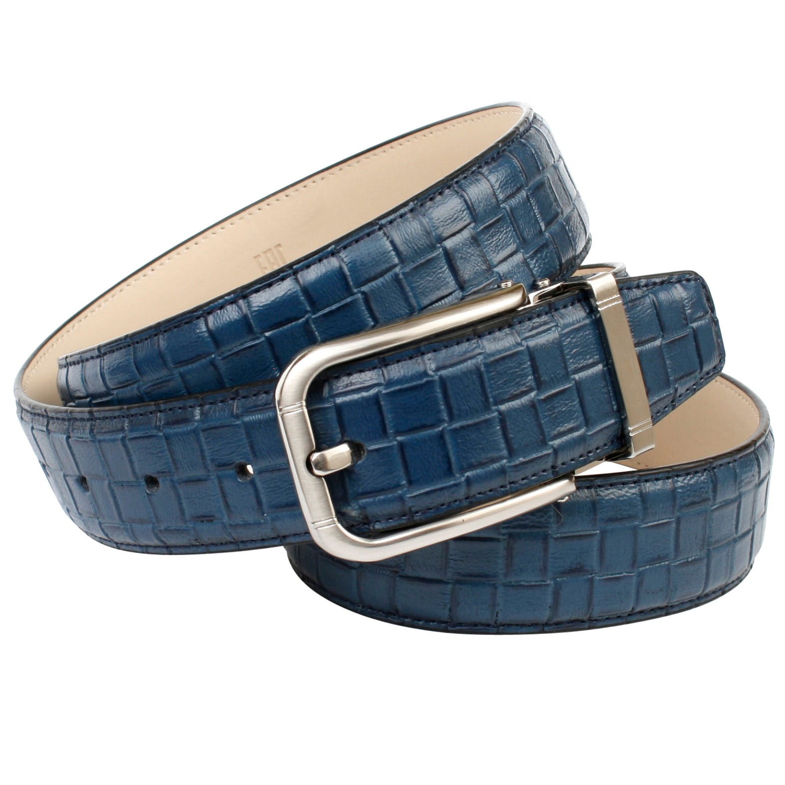 Anthoni Crown Ledergürtel, Hochwertige Flechtprägung in trendigem Blauton Anthoni Crown Ledergürtel, Hochwertige Flechtprägung in trendigem Blauton von Anthoni Crown
