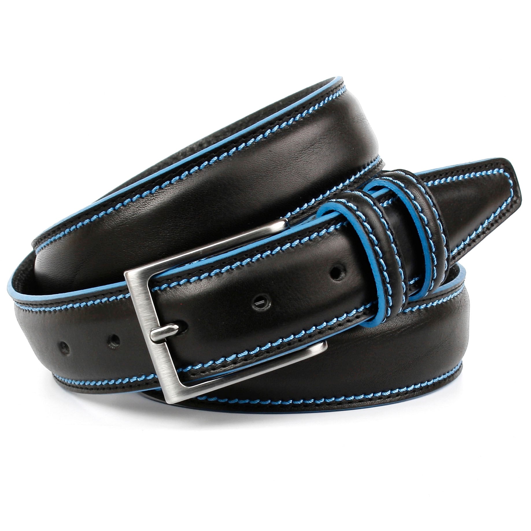 Anthoni Crown Ledergürtel, mit Kontrast Stitching in blau Anthoni Crown Ledergürtel, mit Kontrast Stitching in blau von Anthoni Crown