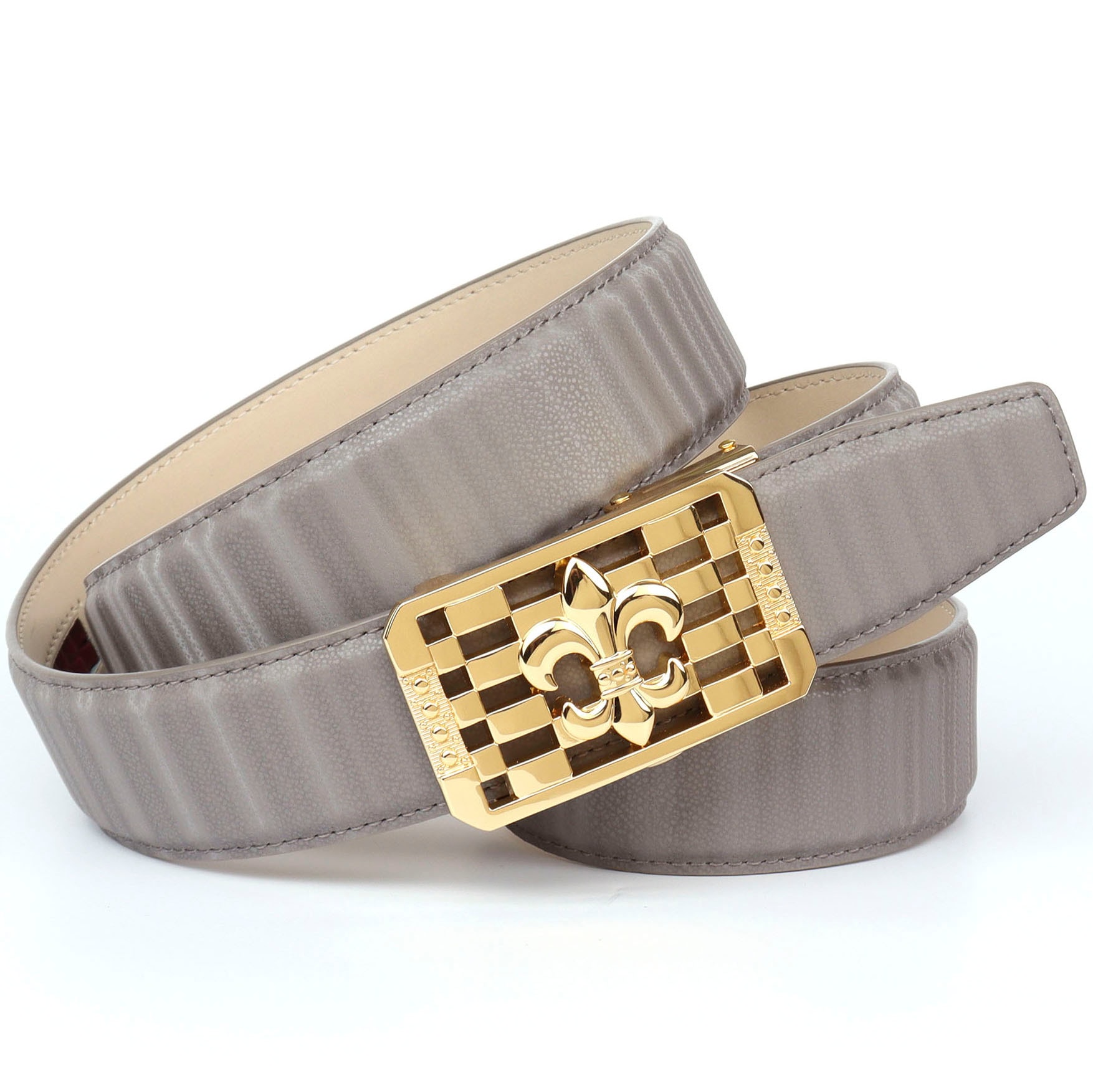 Anthoni Crown Ledergürtel, mit goldfarbener stilisierter Lilien-Schnalle Anthoni Crown Ledergürtel, mit goldfarbener stilisierter Lilien-Schnalle von Anthoni Crown