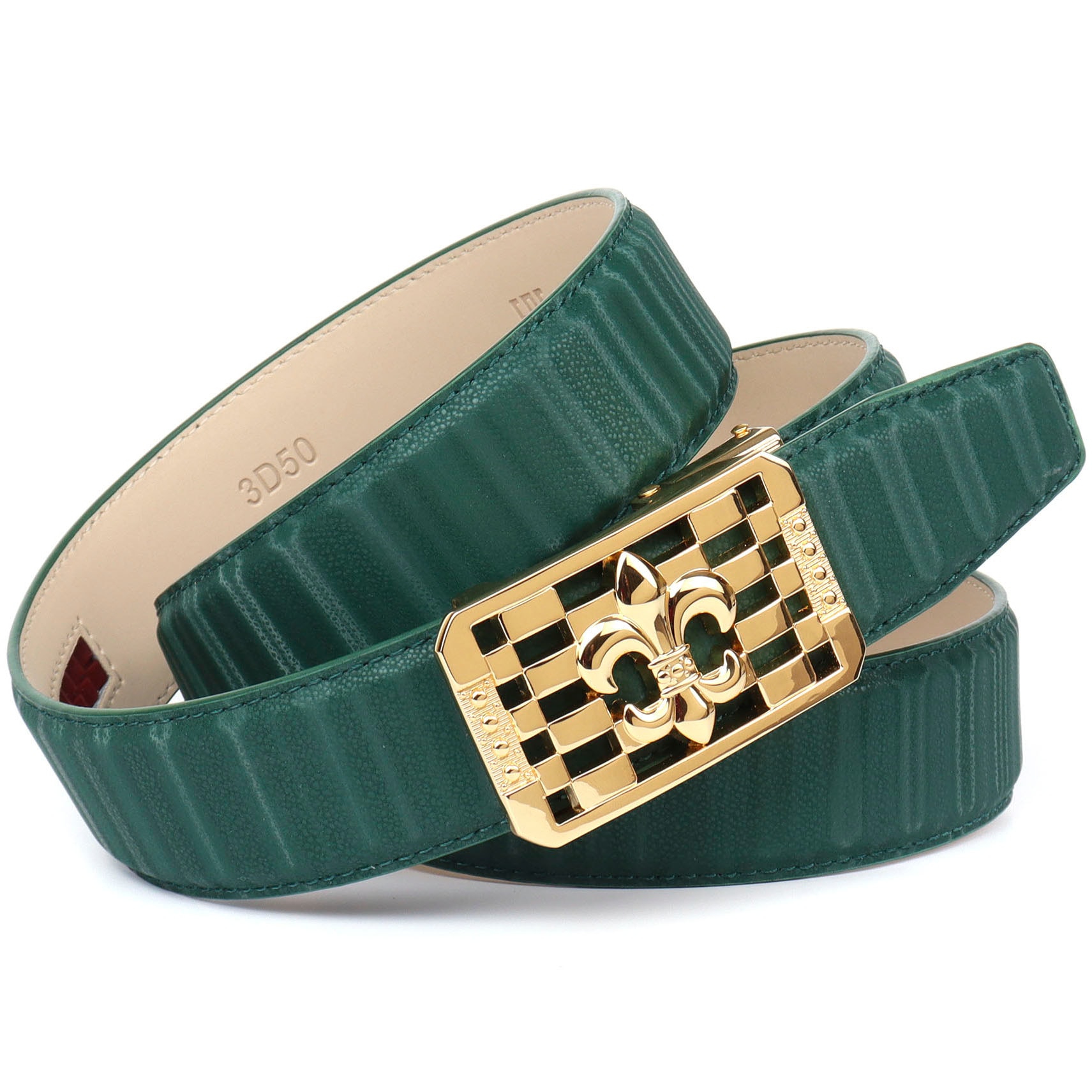 Anthoni Crown Ledergürtel, mit goldfarbener stilisierter Lilien-Schnalle Anthoni Crown Ledergürtel, mit goldfarbener stilisierter Lilien-Schnalle von Anthoni Crown