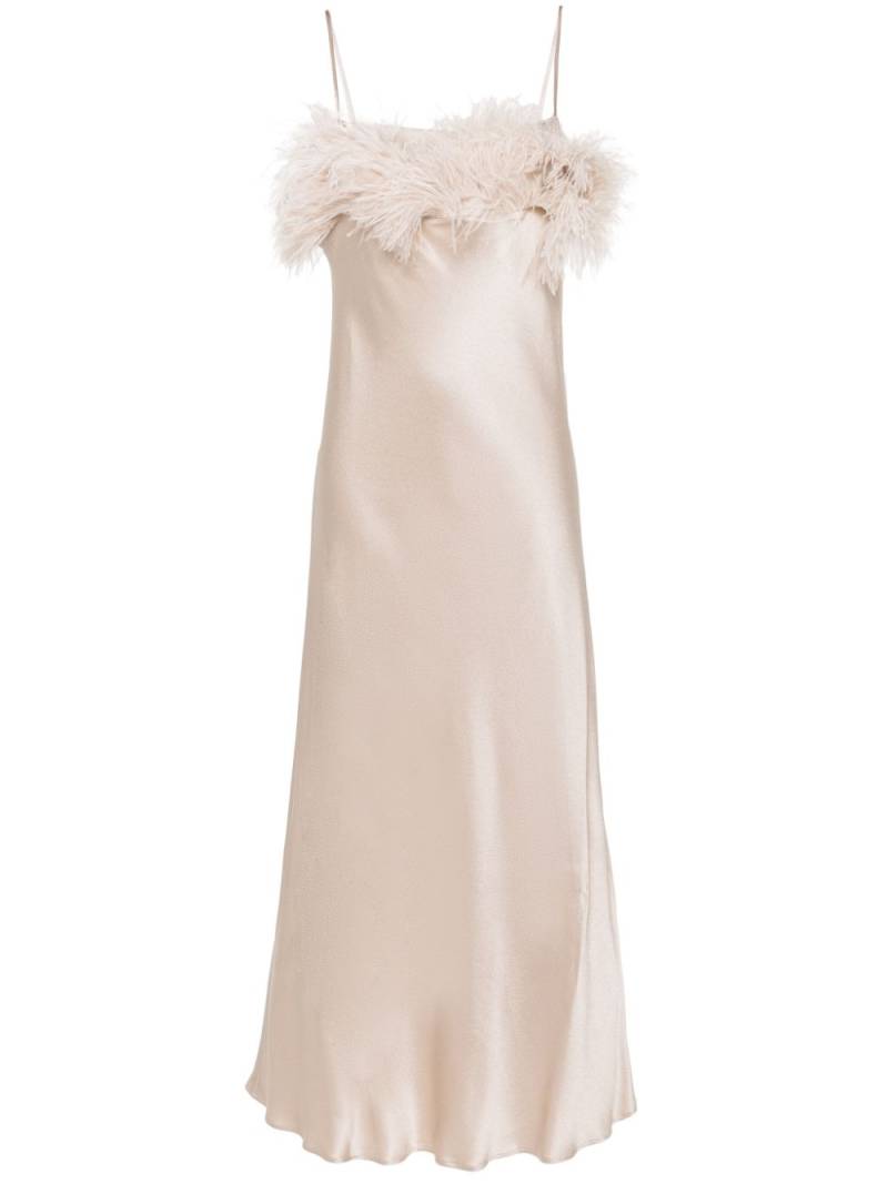 Antonelli Ligorio feather-trim midi dress - Gold von Antonelli