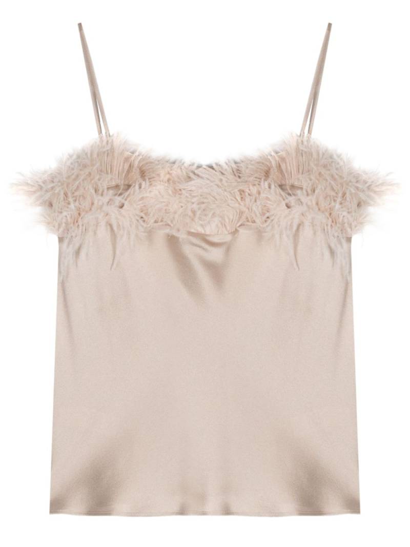 Antonelli feather-trim satin top - Neutrals von Antonelli