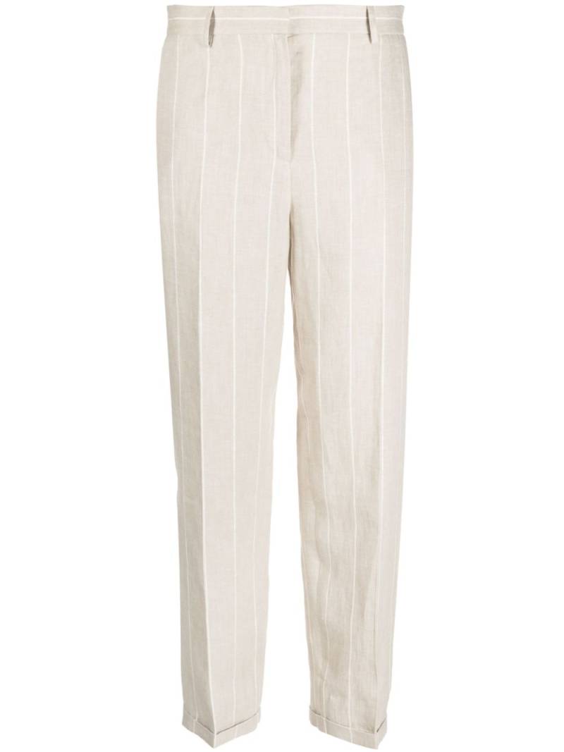 Antonelli striped straight-leg linen trousers - Neutrals von Antonelli