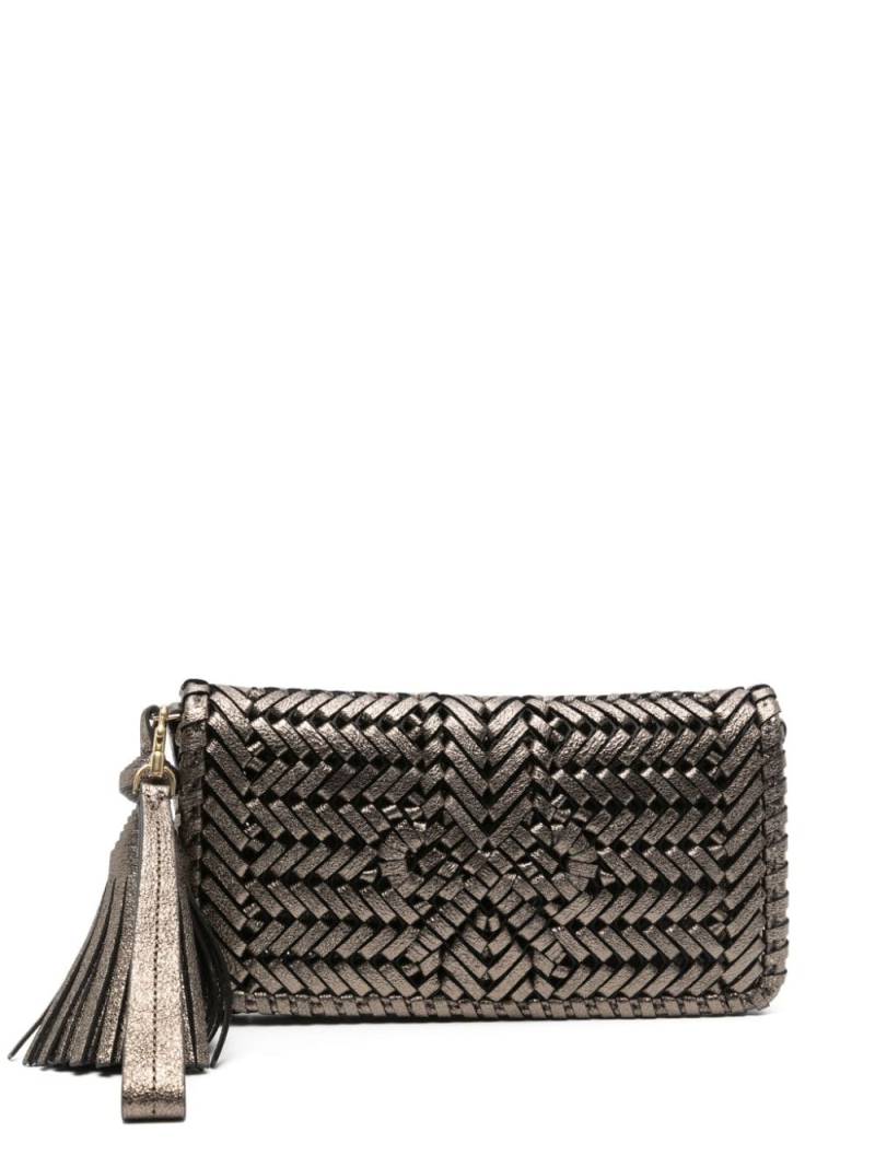 Anya Hindmarch interwoven metallic leather clutch bag - Grey von Anya Hindmarch