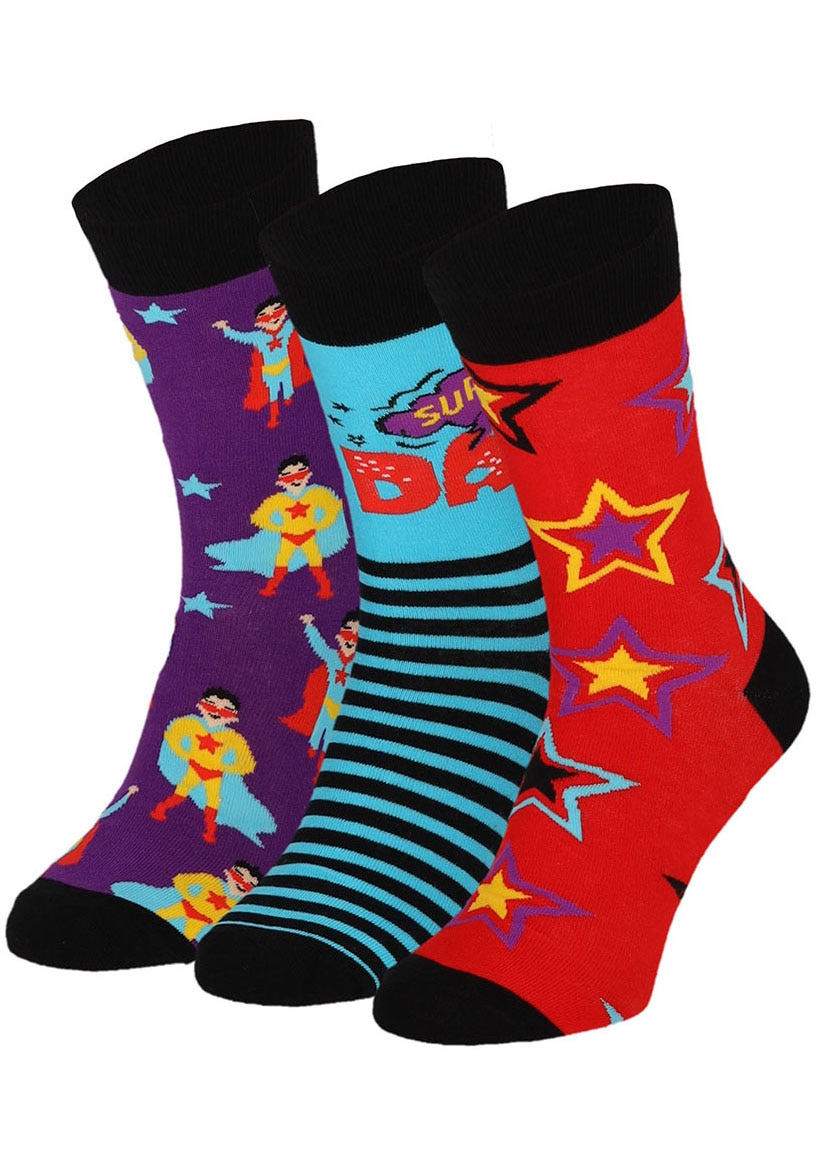 Apollo Socken »MEN MAILBOX FATHERS DAY SOCKS«, (3 Paar), mit kontrastreichen Stickereien von Apollo