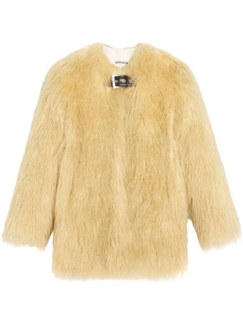 Apparis Petra buckle-fastening faux-fur coat - Neutrals von Apparis