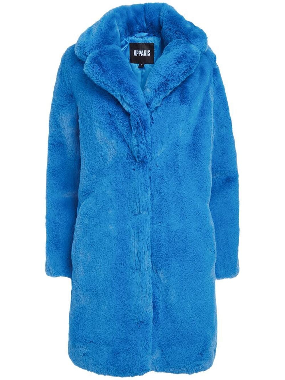 Apparis faux-fur single-breasted button coat - Blue von Apparis