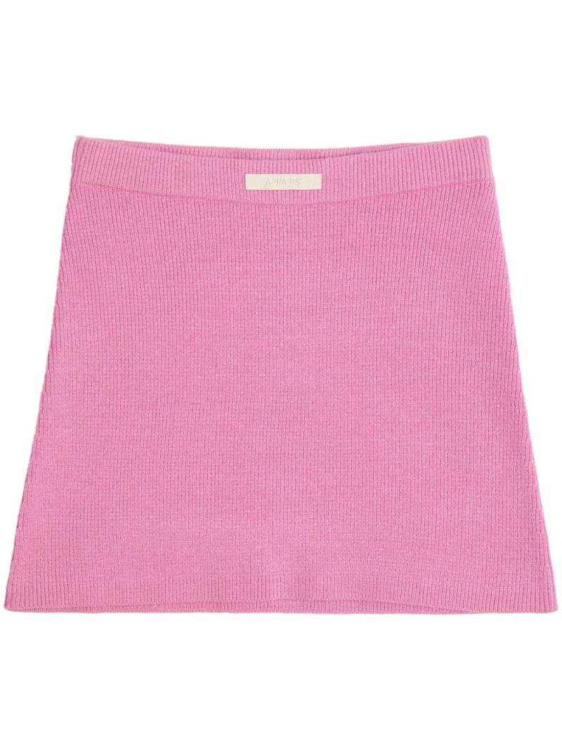 Apparis logo-patch knit mini skirt - Pink von Apparis