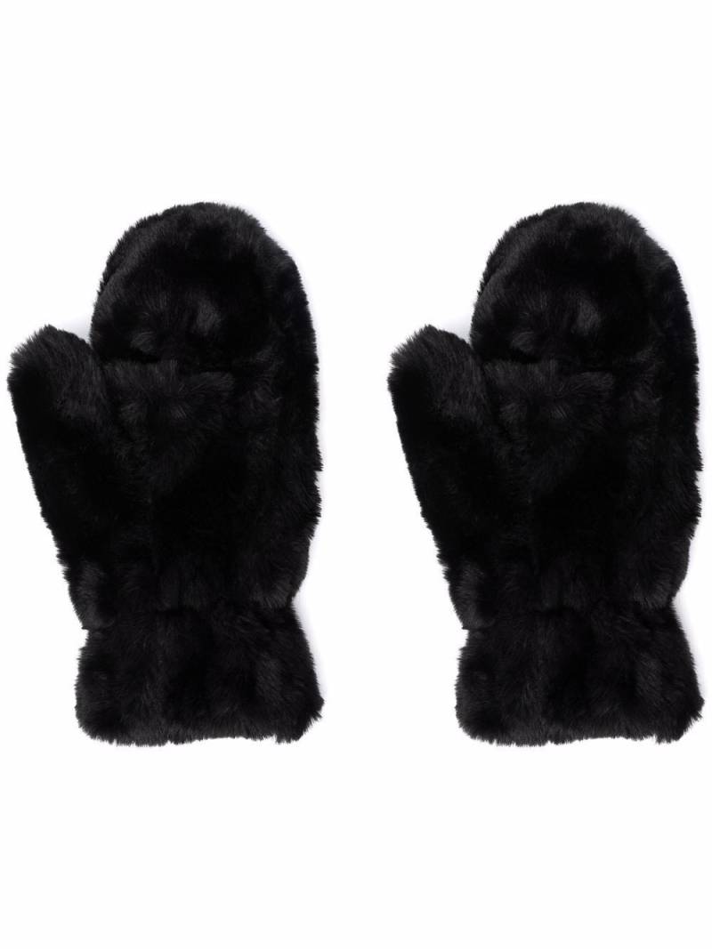 Apparis logo-tag faux-shearling gloves - Black von Apparis