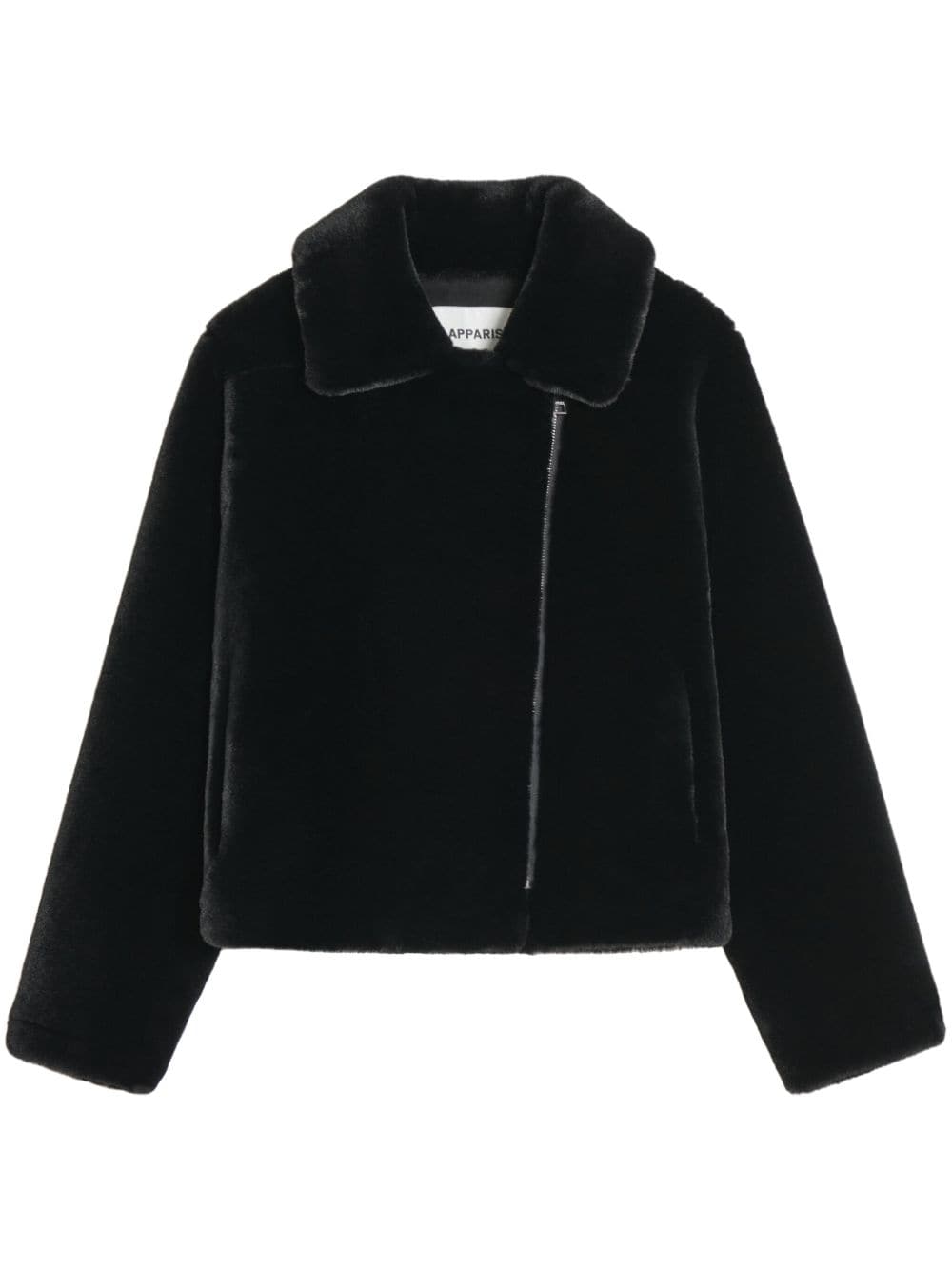 Apparis notch-lapel zippered faux fur jacket - Black von Apparis