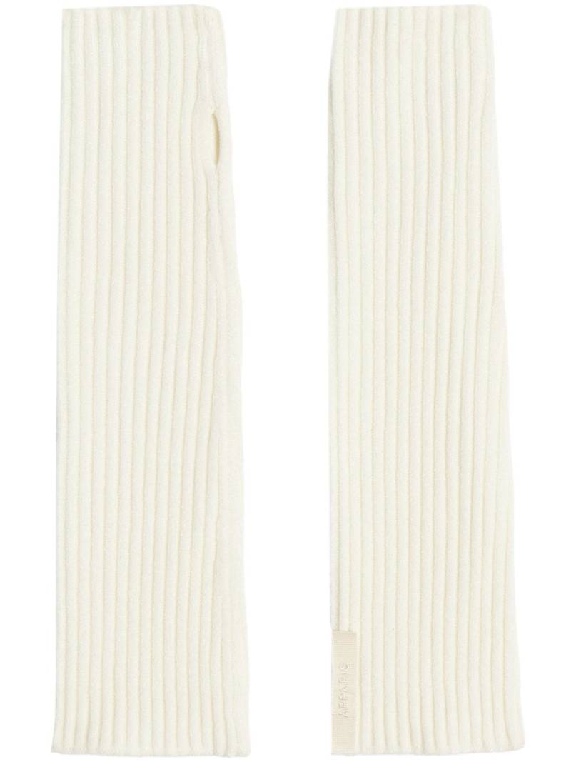 Apparis ribbed-knit fingerless gloves - Neutrals von Apparis