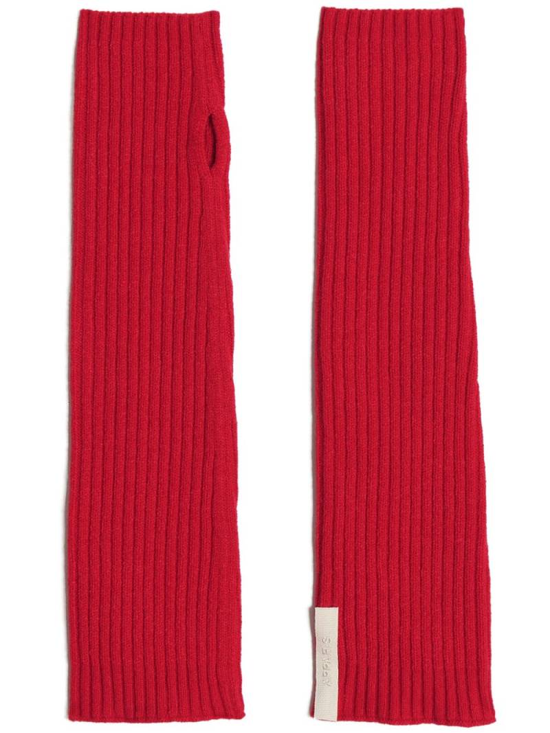 Apparis ribbed-knit fingerless gloves - Red von Apparis